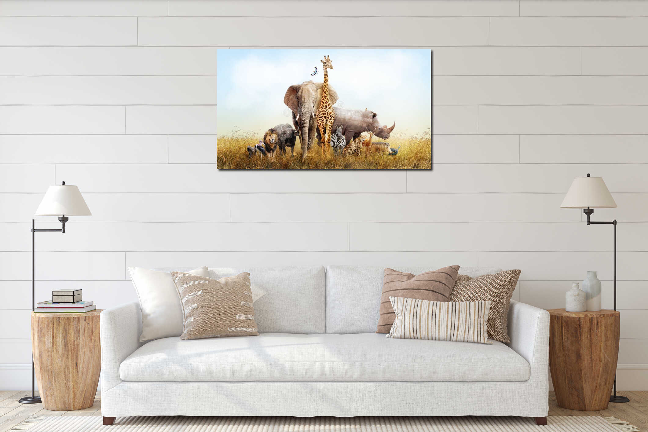 Canvas hanging interior mockup