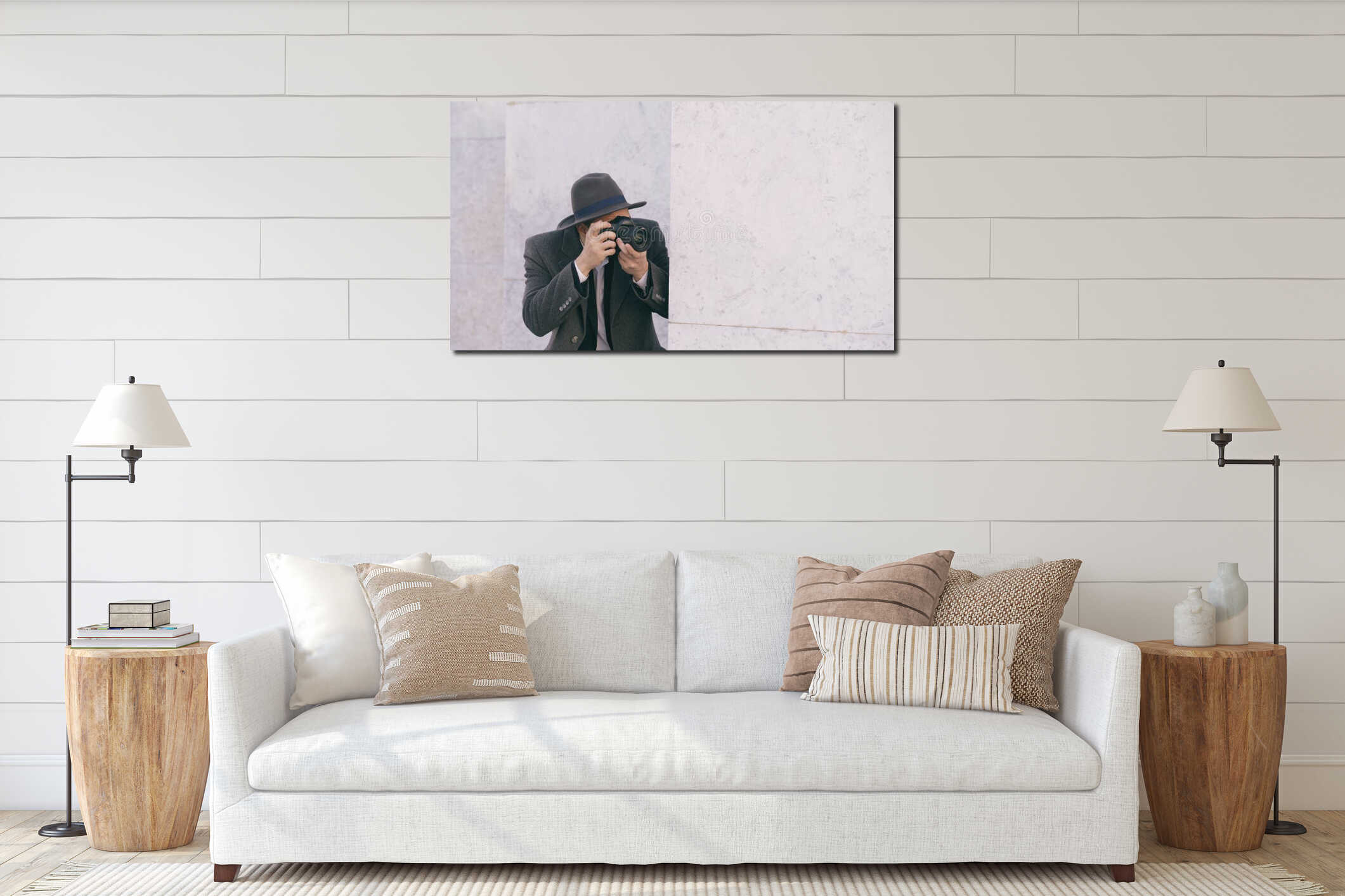 Canvas hanging interior mockup