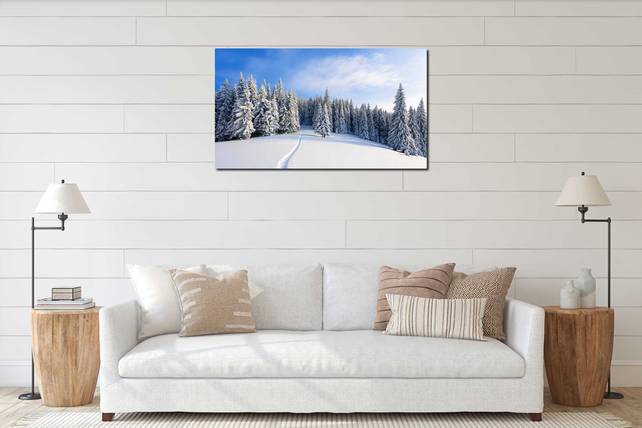 Canvas hanging interior mockup