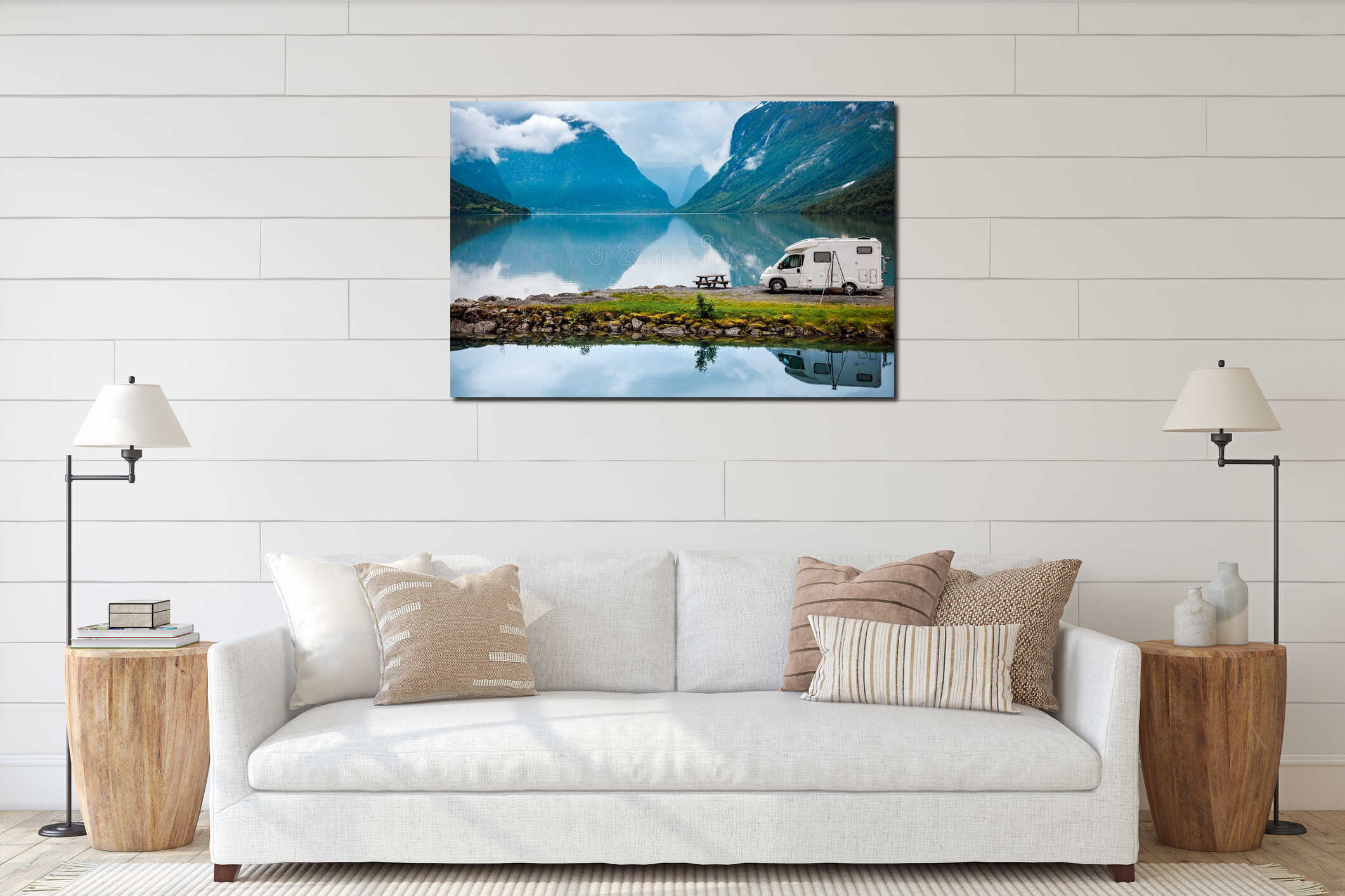 Canvas hanging interior mockup