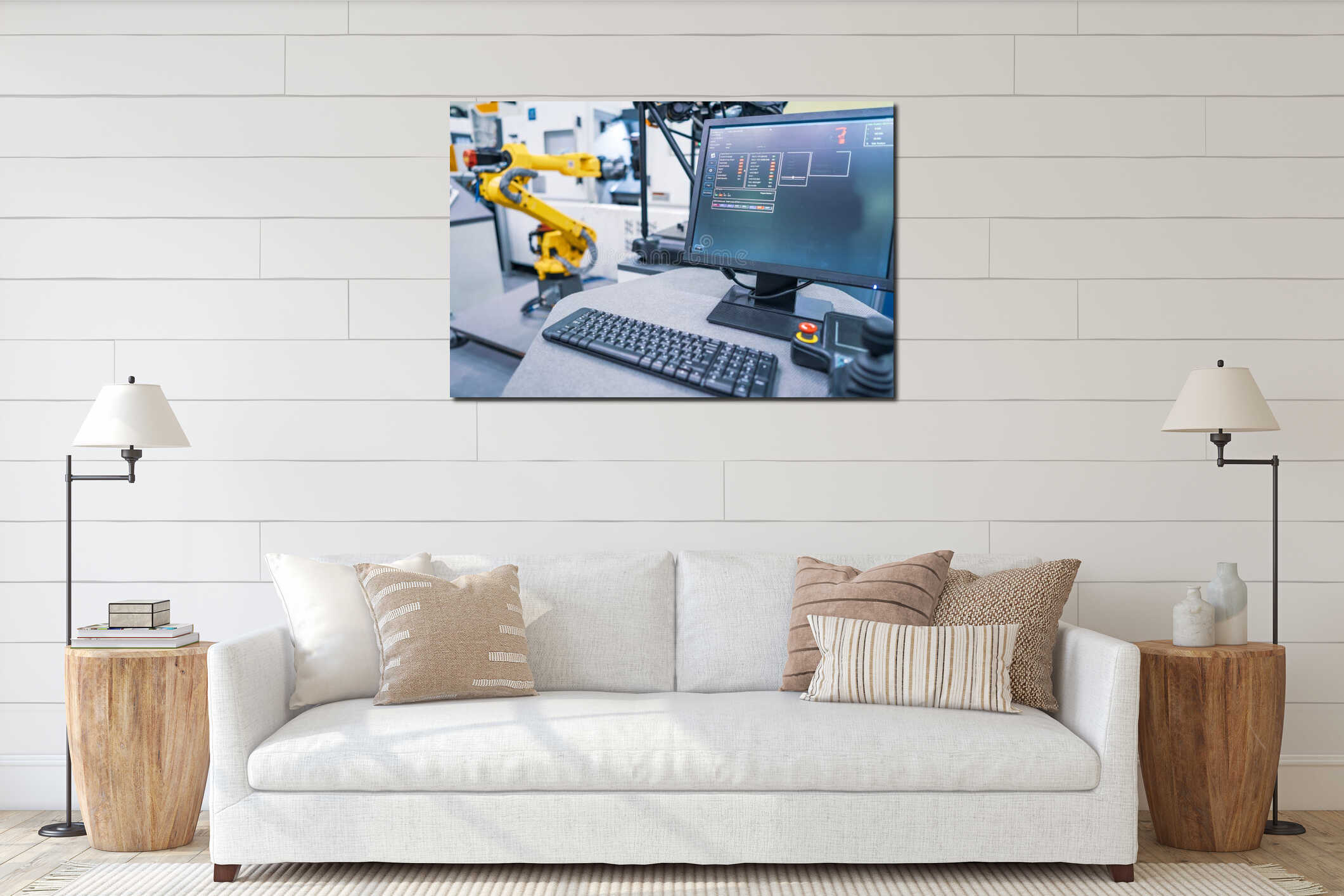 Canvas hanging interior mockup