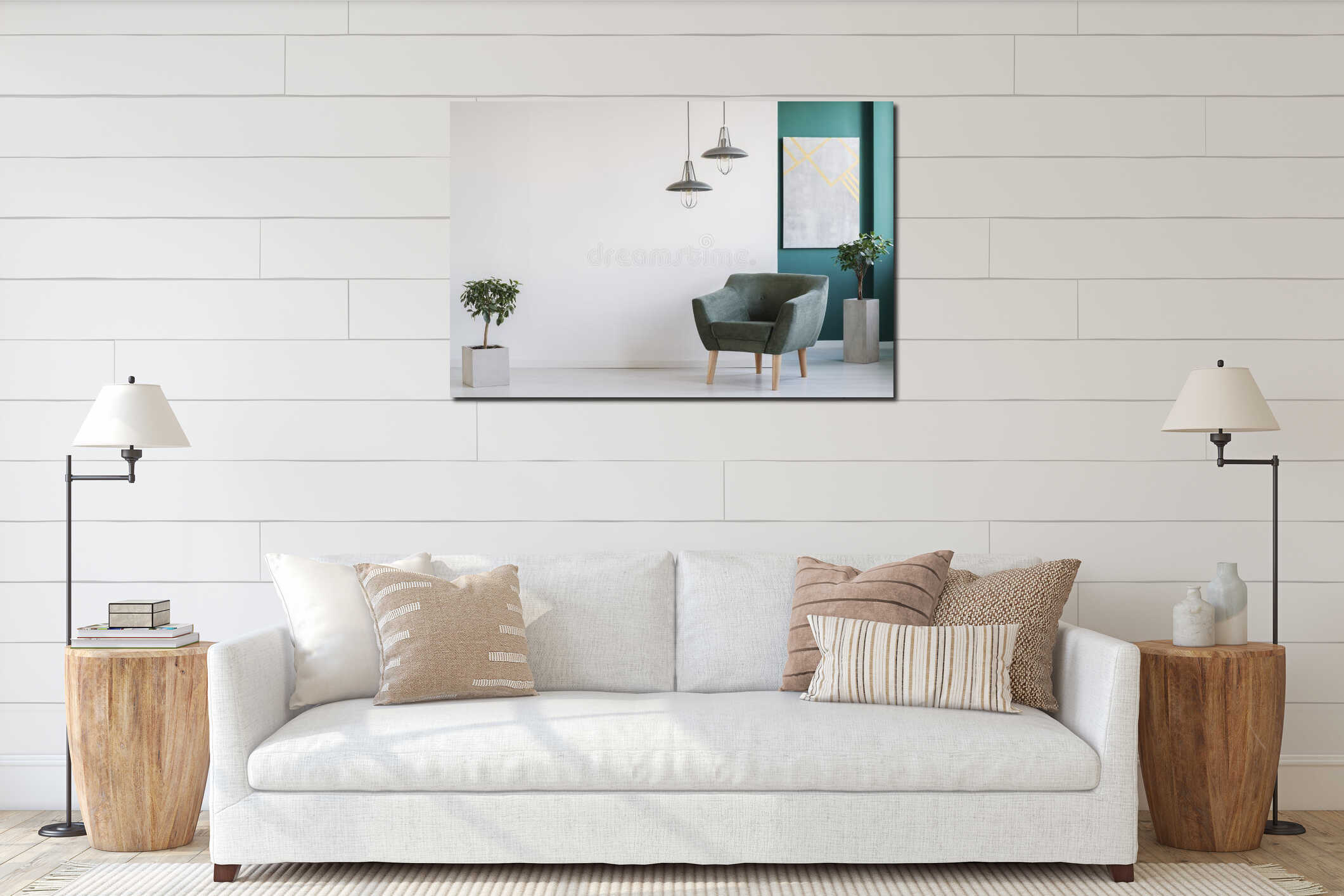 Canvas hanging interior mockup