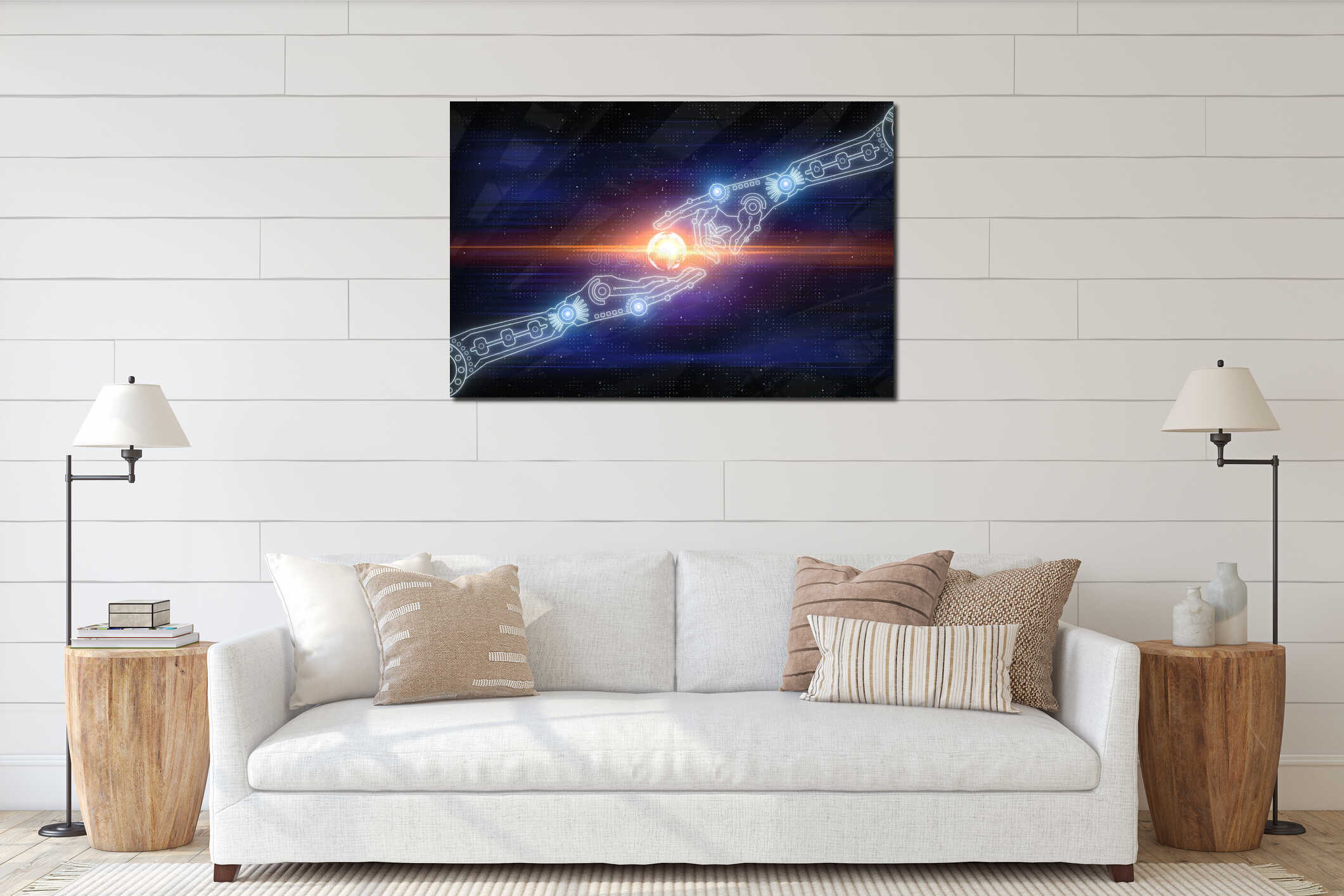 Canvas hanging interior mockup