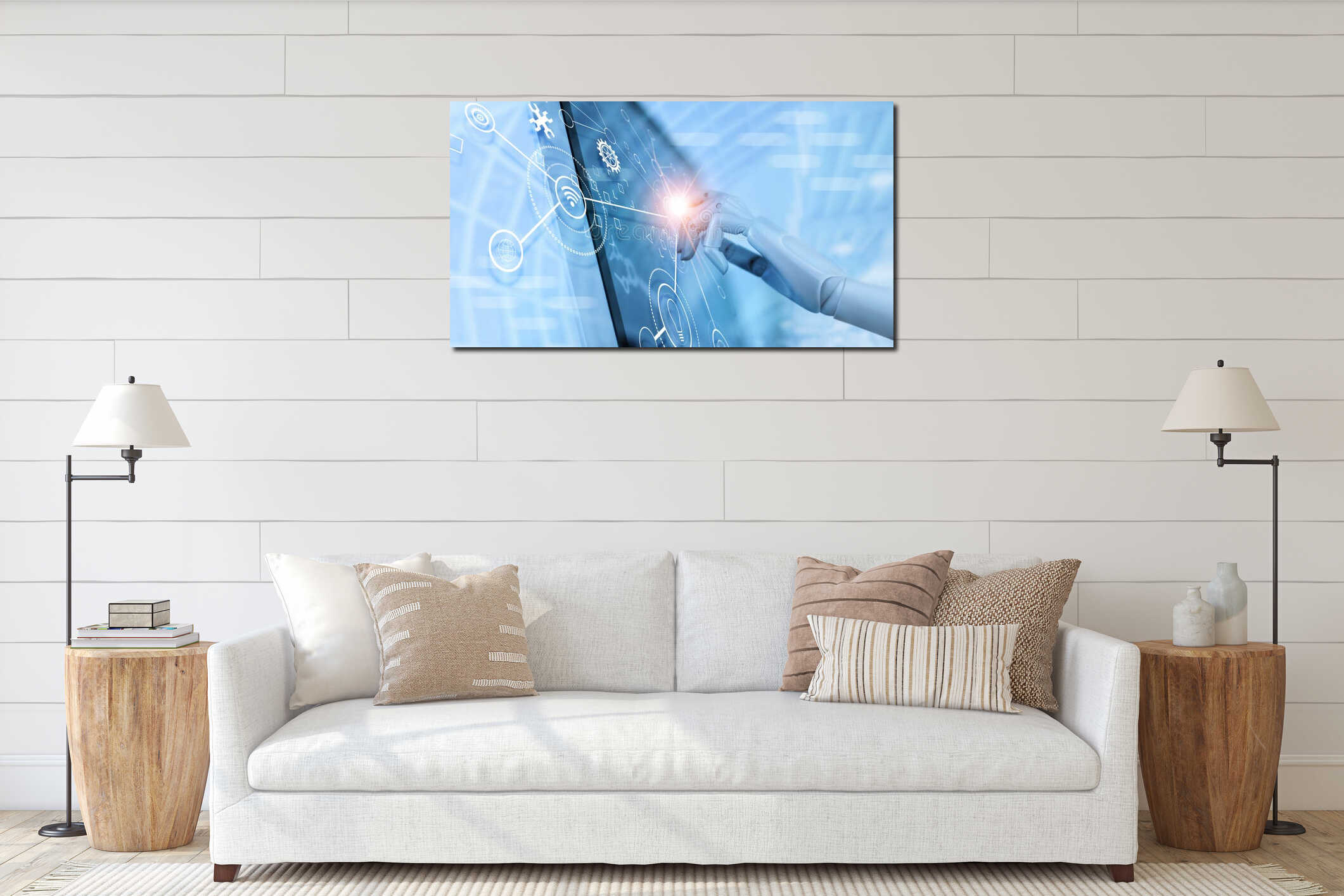 Canvas hanging interior mockup