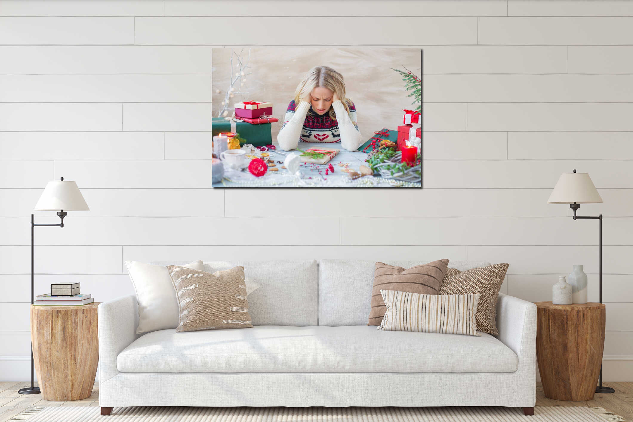 Canvas hanging interior mockup