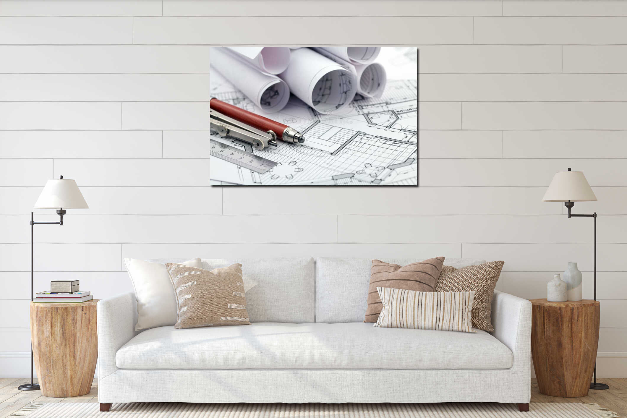 Canvas hanging interior mockup