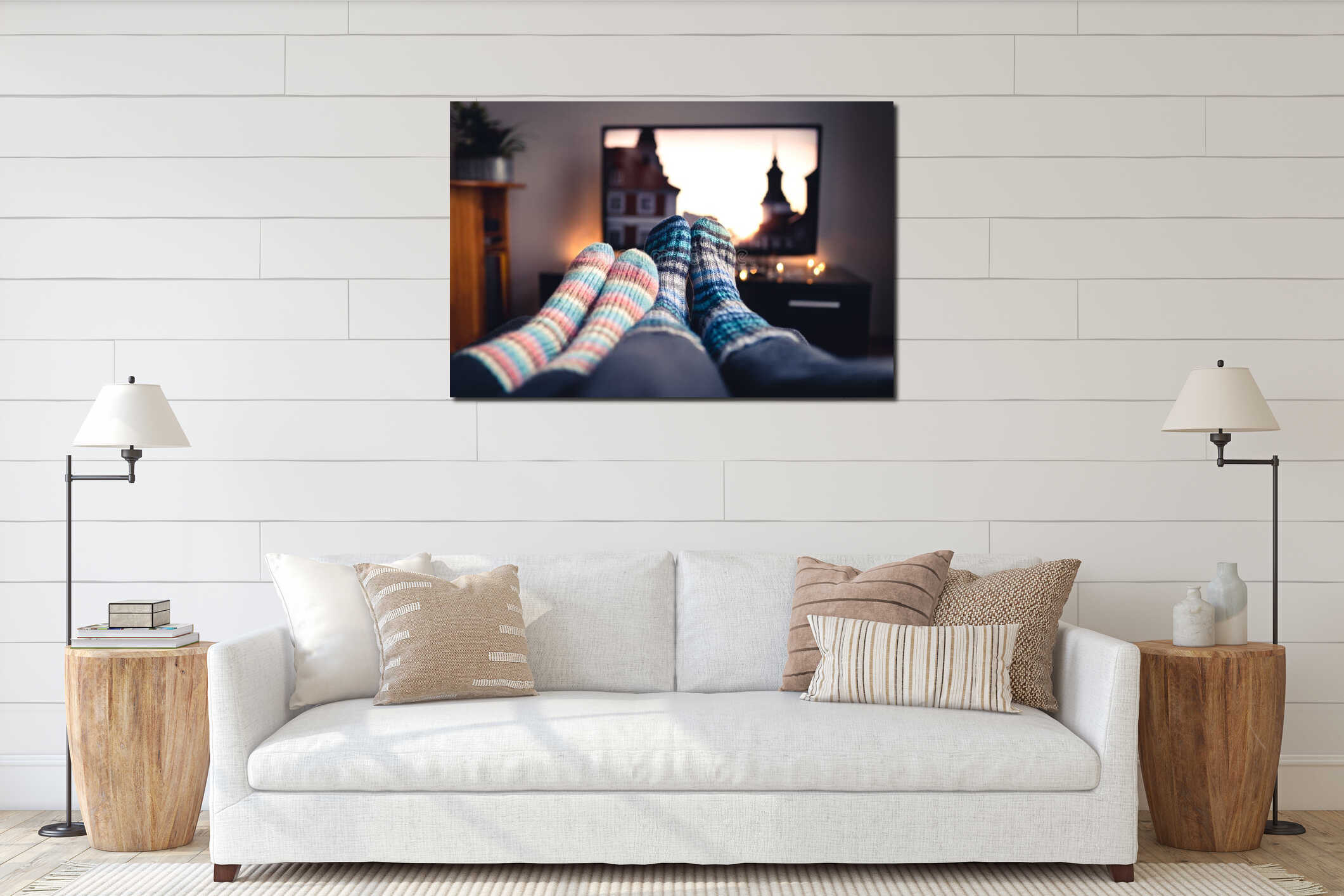 Canvas hanging interior mockup