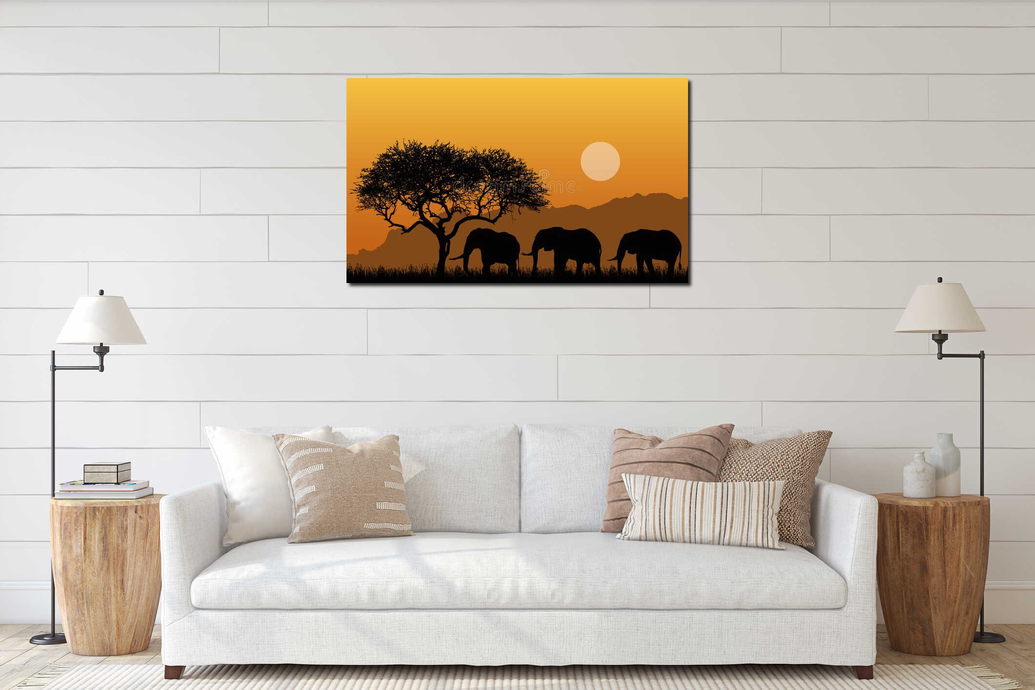 Canvas hanging interior mockup