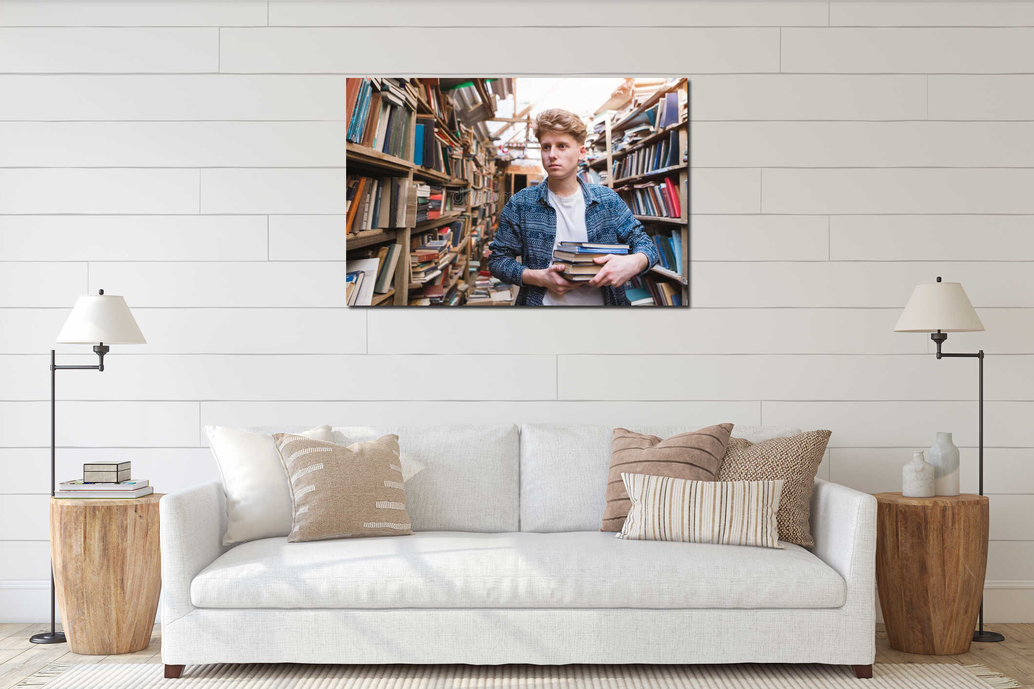 Canvas hanging interior mockup