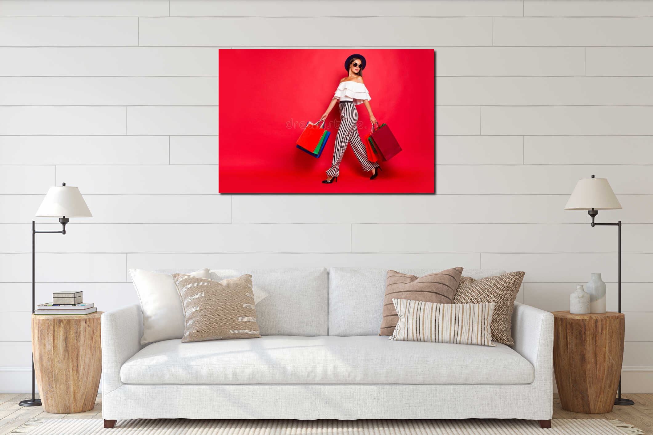 Canvas hanging interior mockup