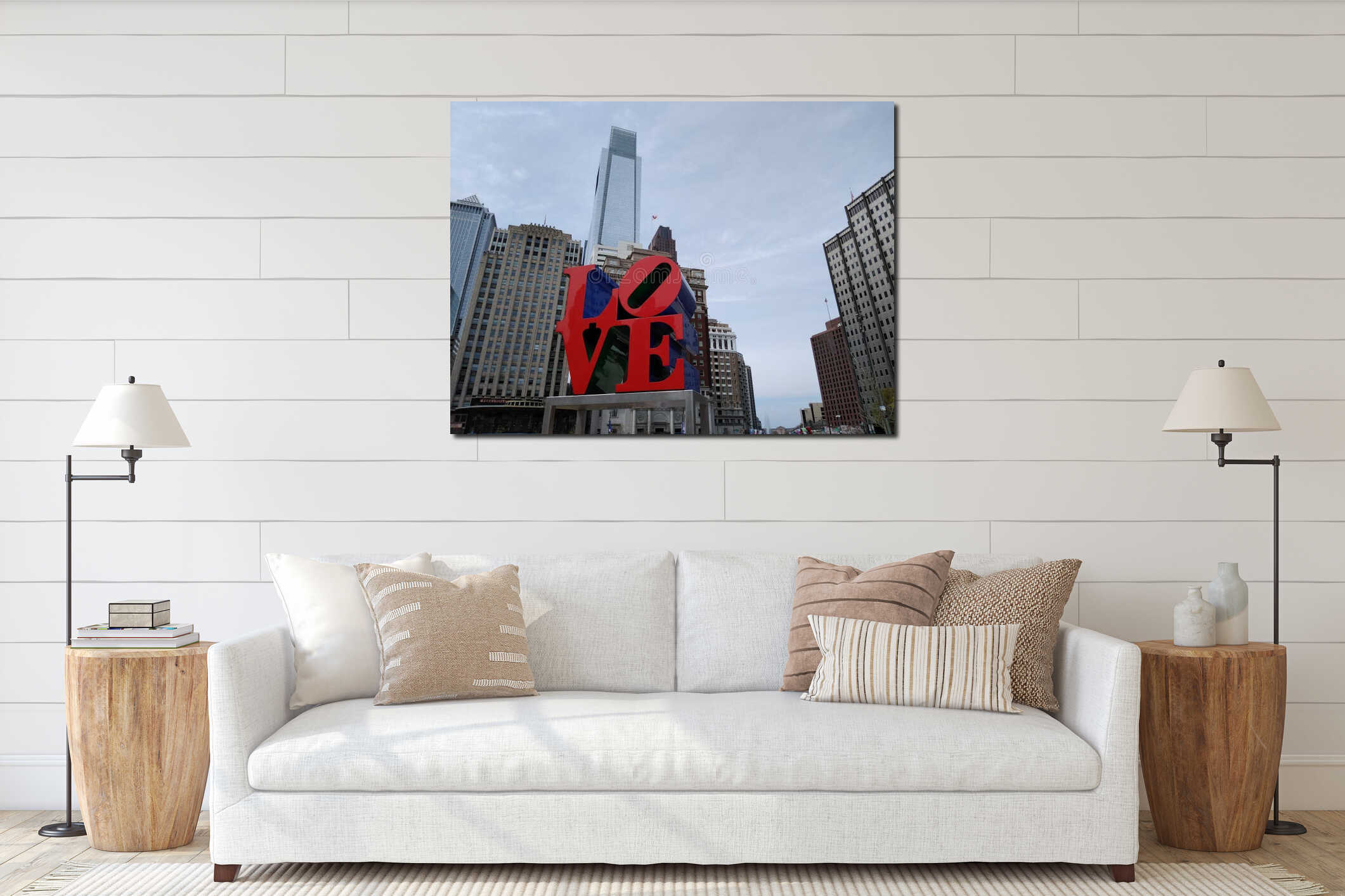 Canvas hanging interior mockup