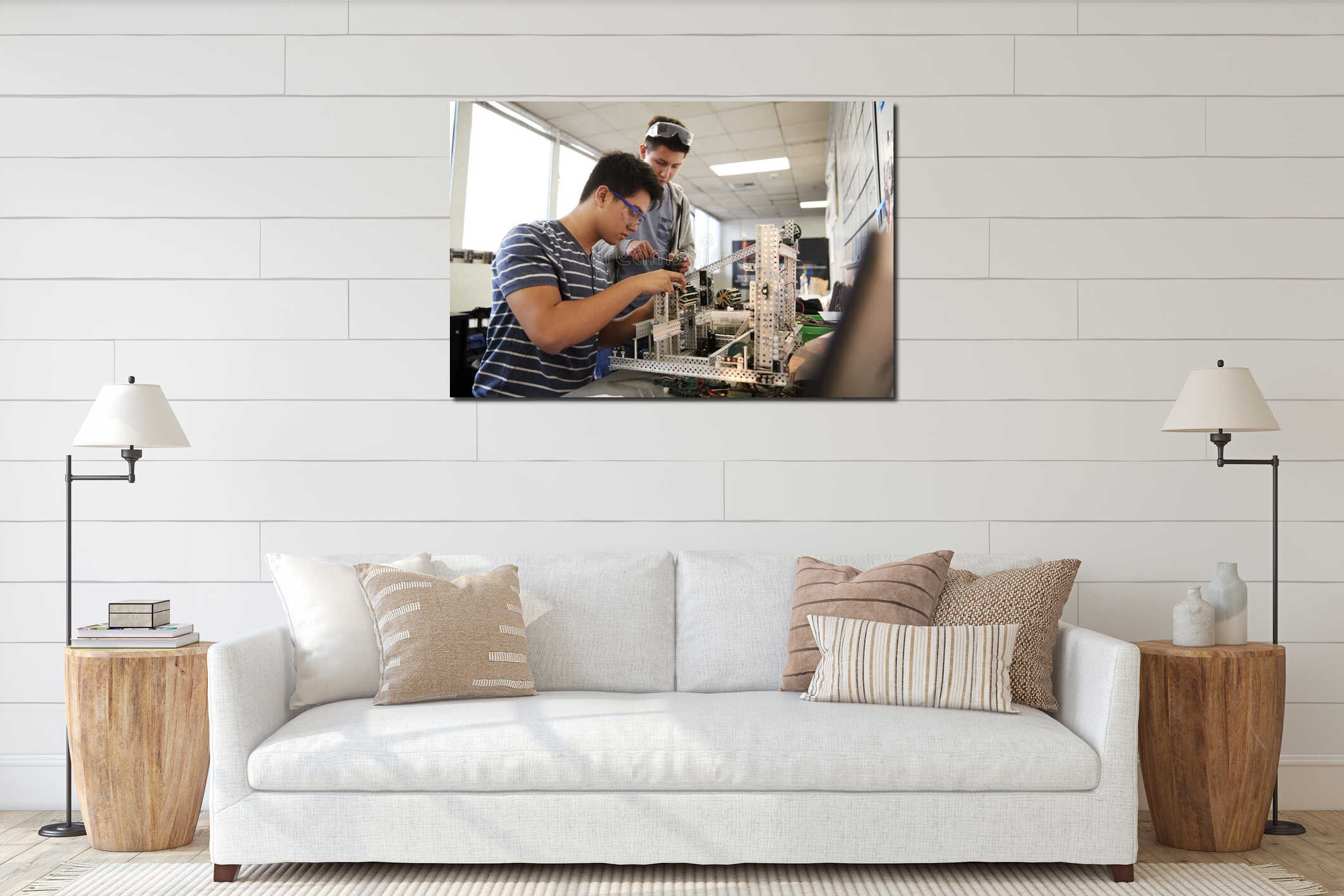 Canvas hanging interior mockup