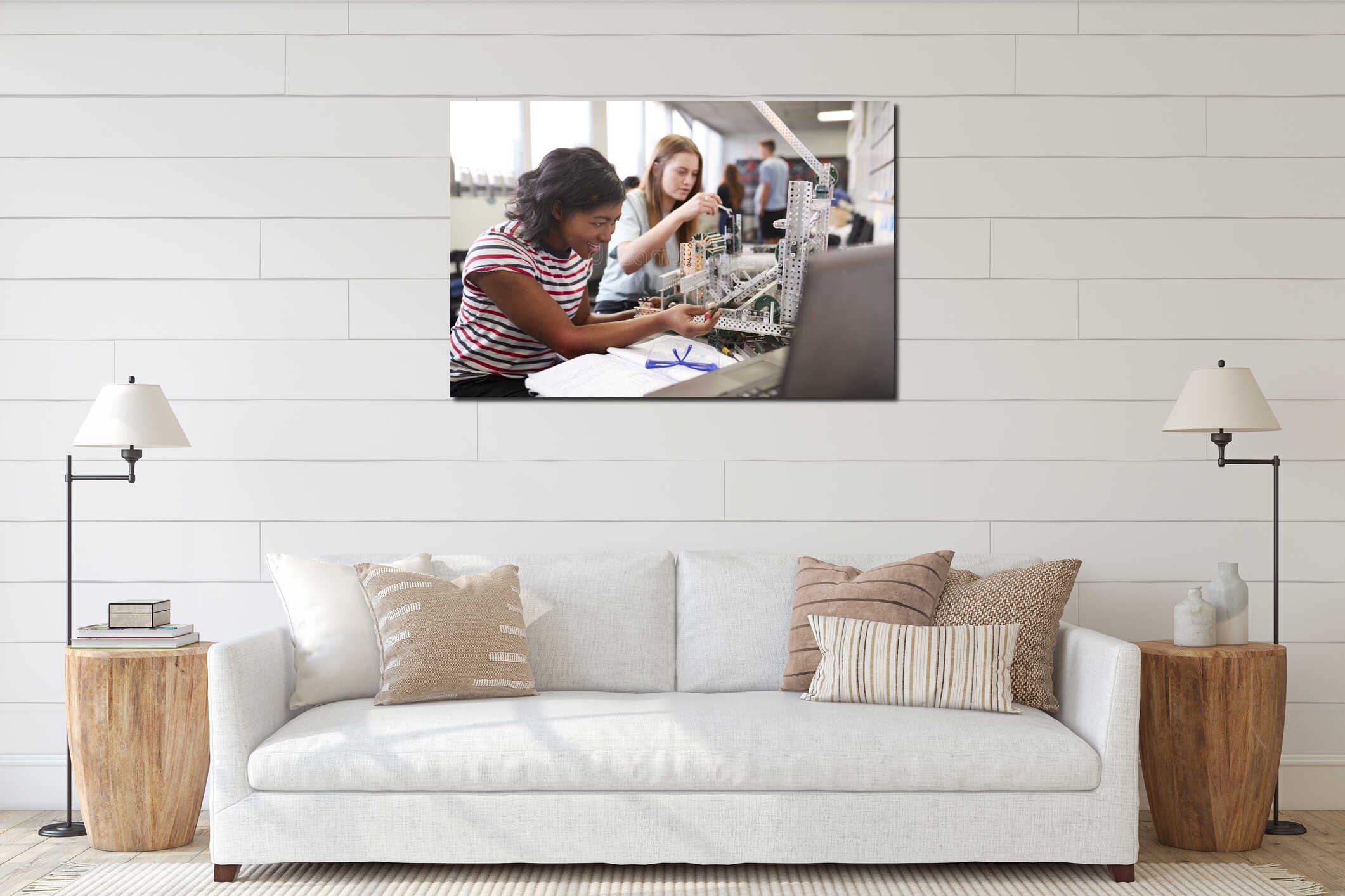 Canvas hanging interior mockup