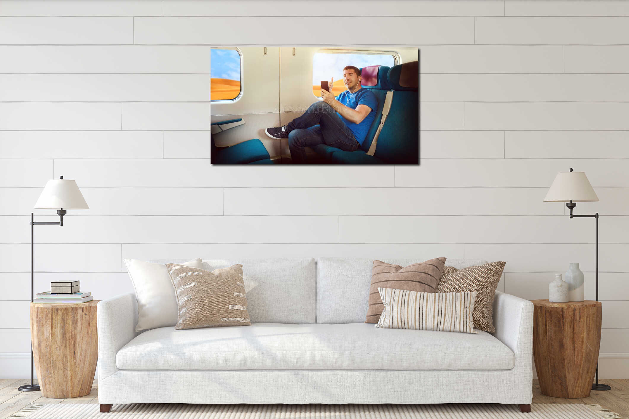 Canvas hanging interior mockup