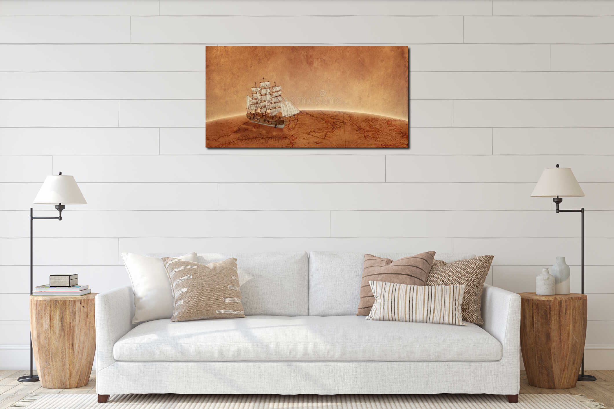 Canvas hanging interior mockup