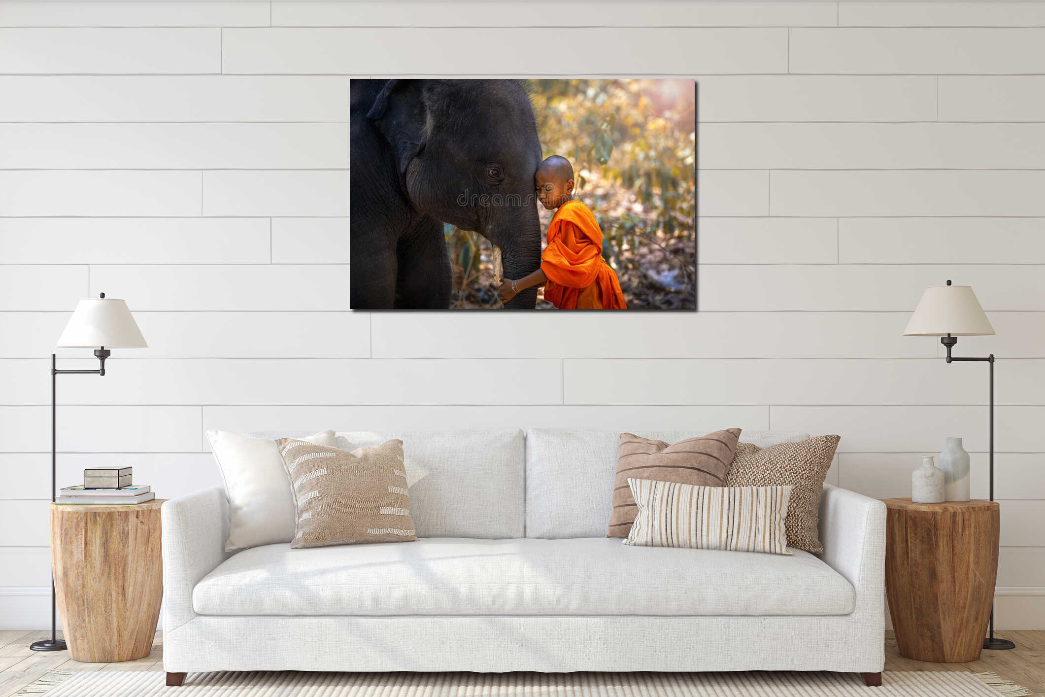 Canvas hanging interior mockup