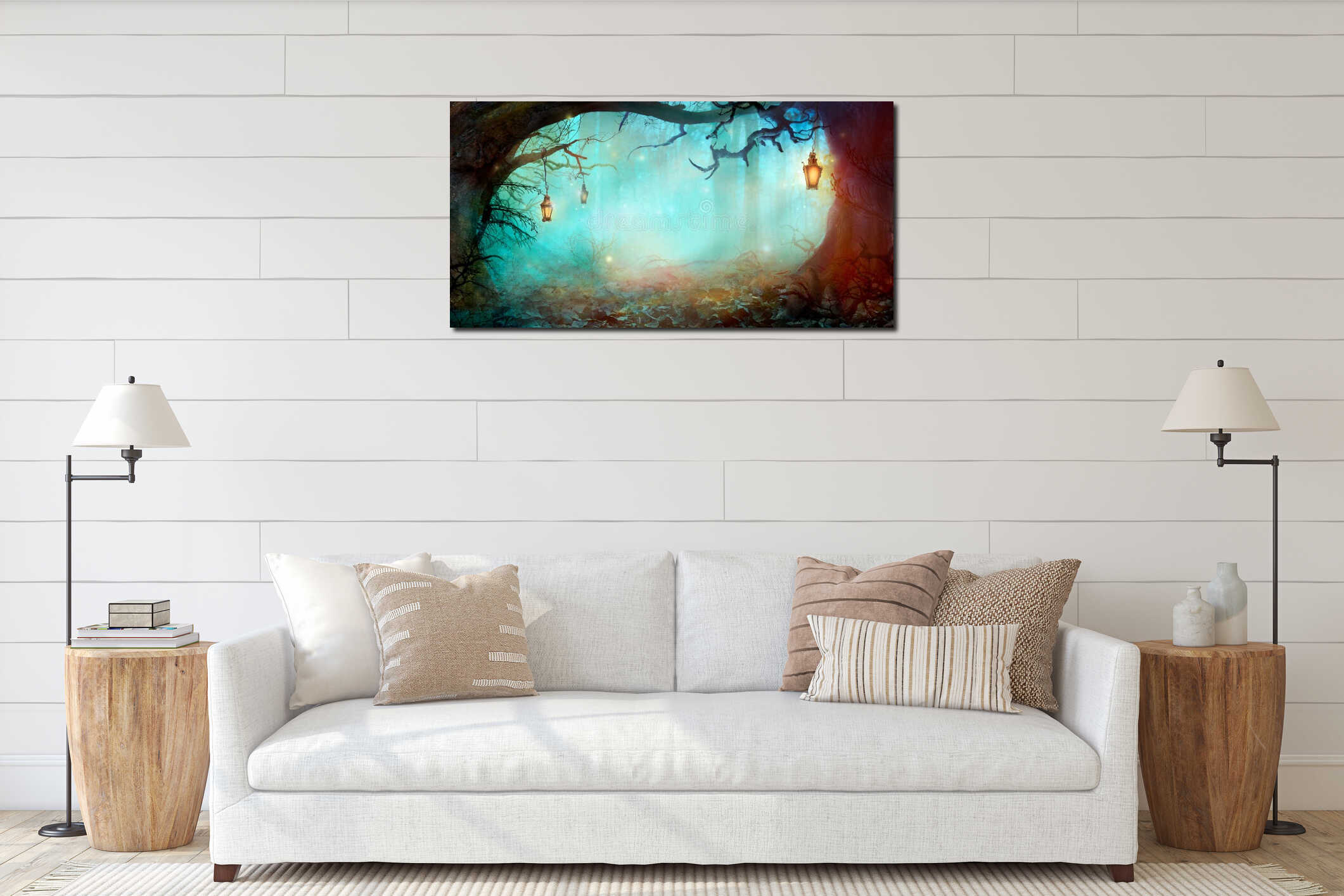 Canvas hanging interior mockup