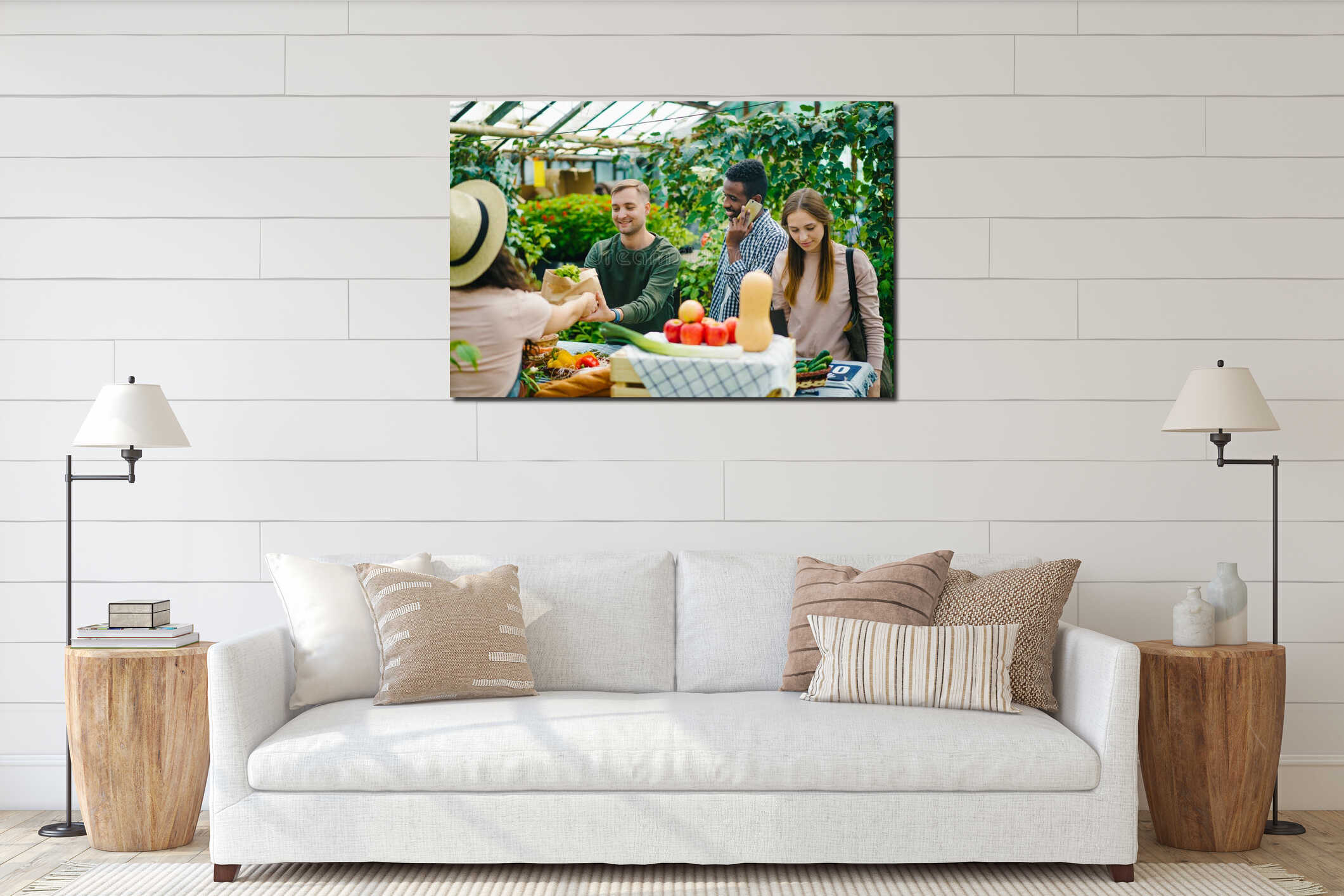 Canvas hanging interior mockup