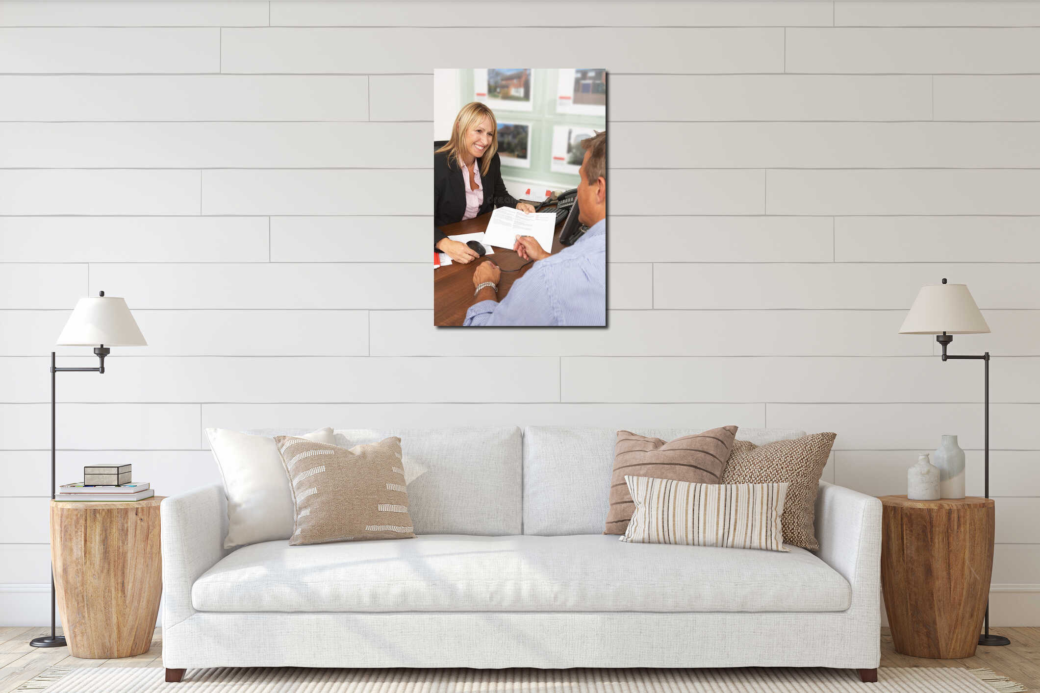 Canvas hanging interior mockup
