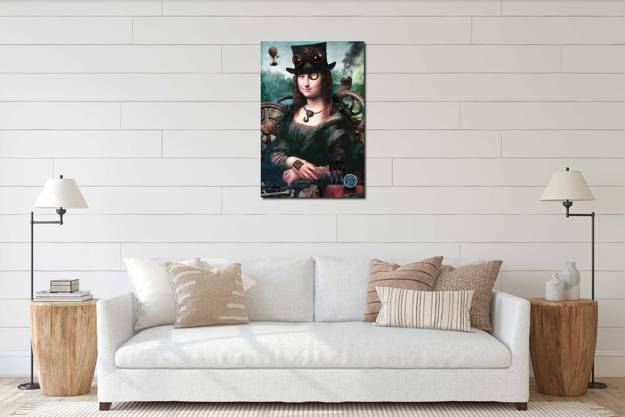 Canvas hanging interior mockup