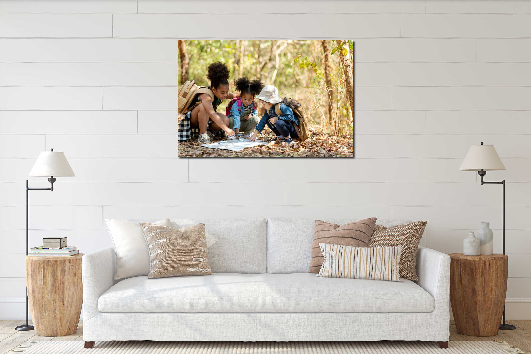Canvas hanging interior mockup