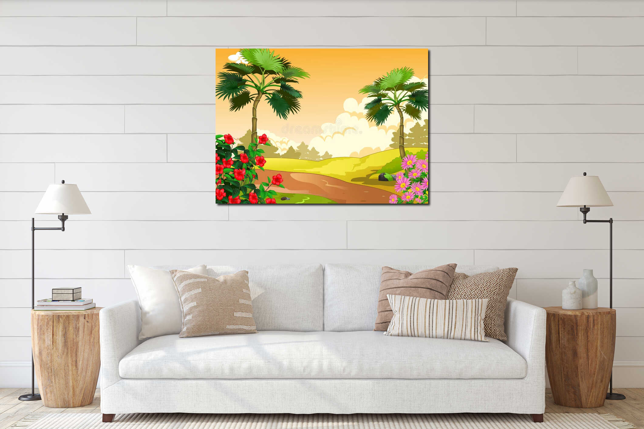 Canvas hanging interior mockup