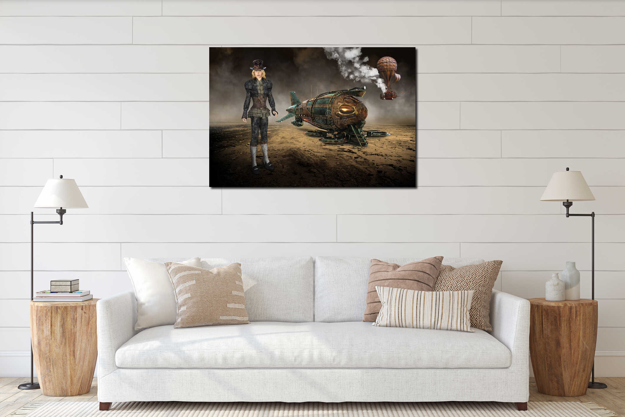 Canvas hanging interior mockup