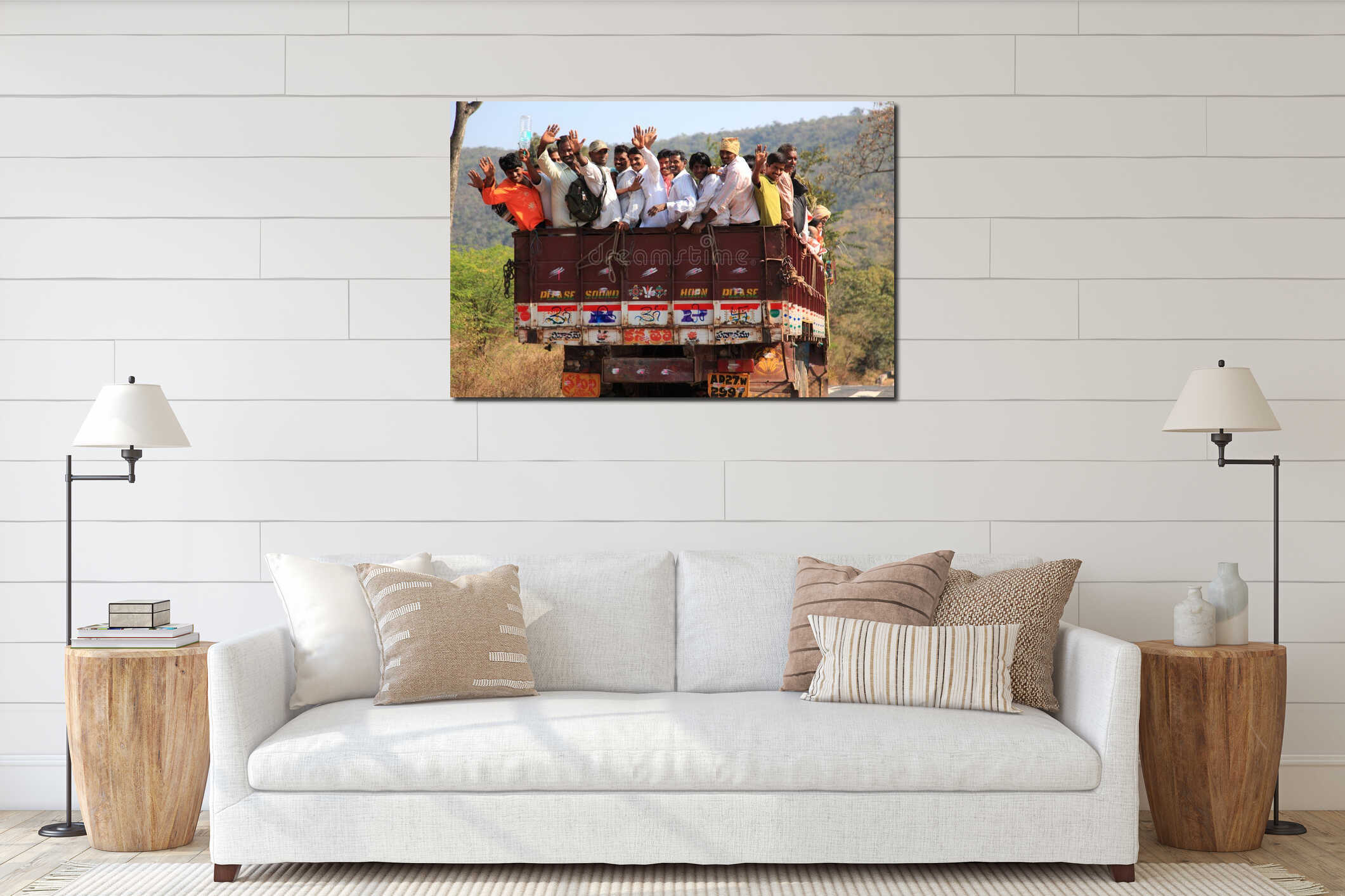 Canvas hanging interior mockup