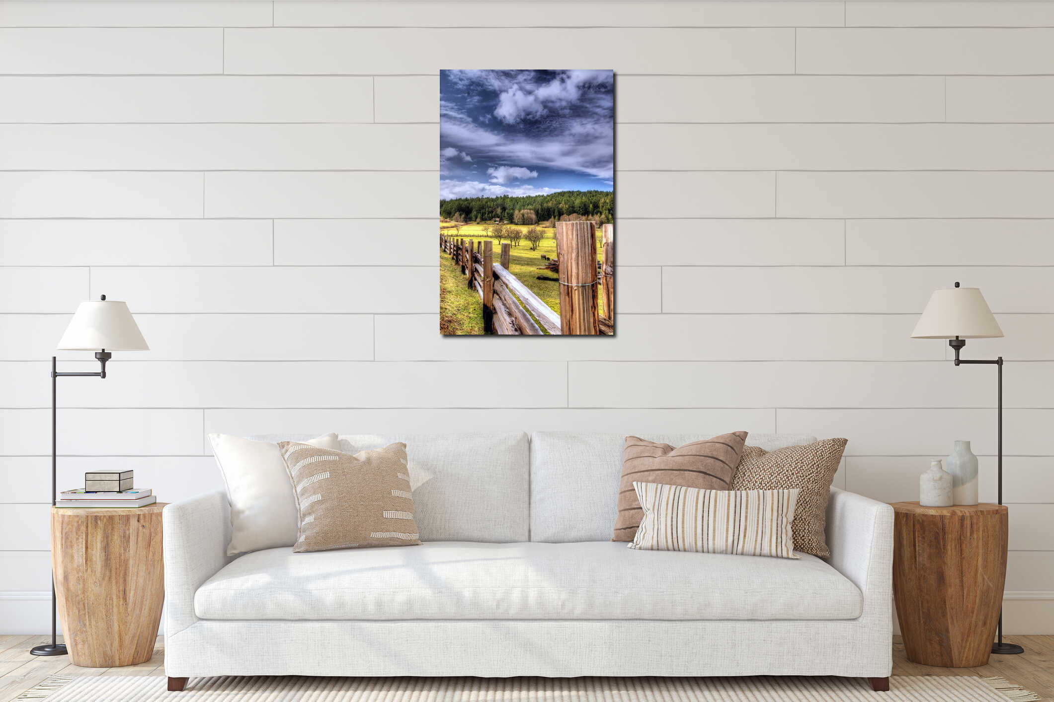 Canvas hanging interior mockup
