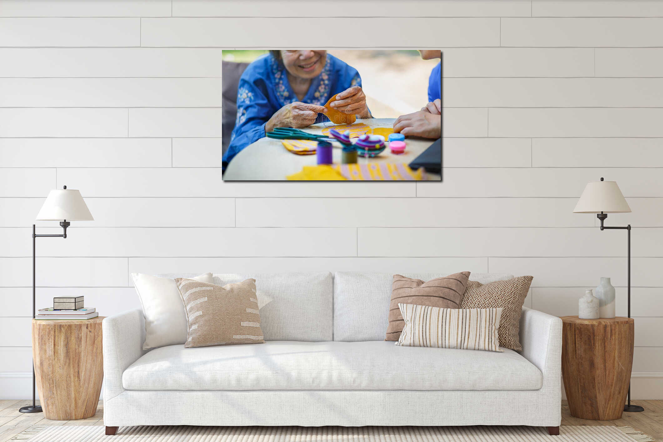Canvas hanging interior mockup