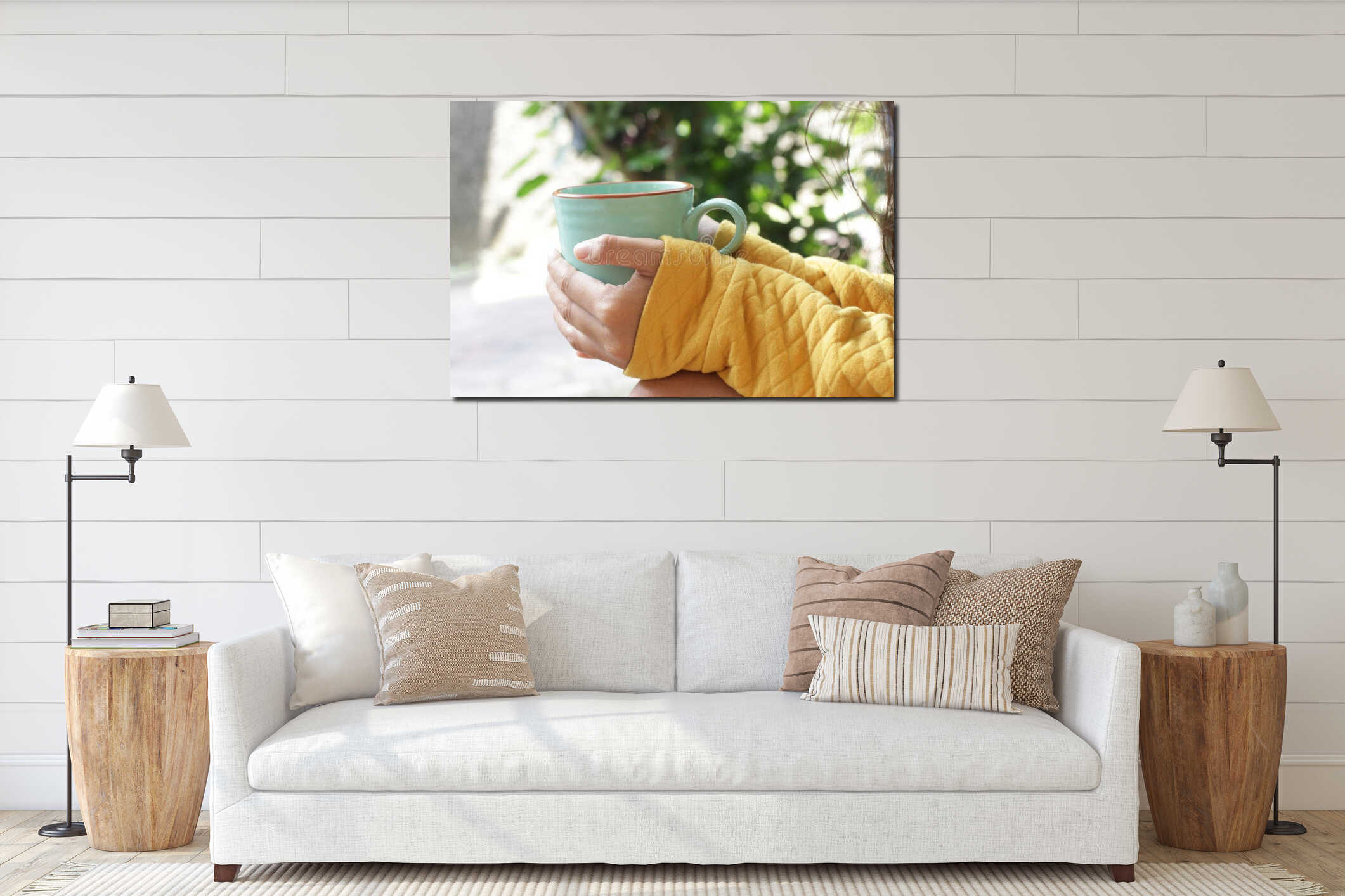 Canvas hanging interior mockup