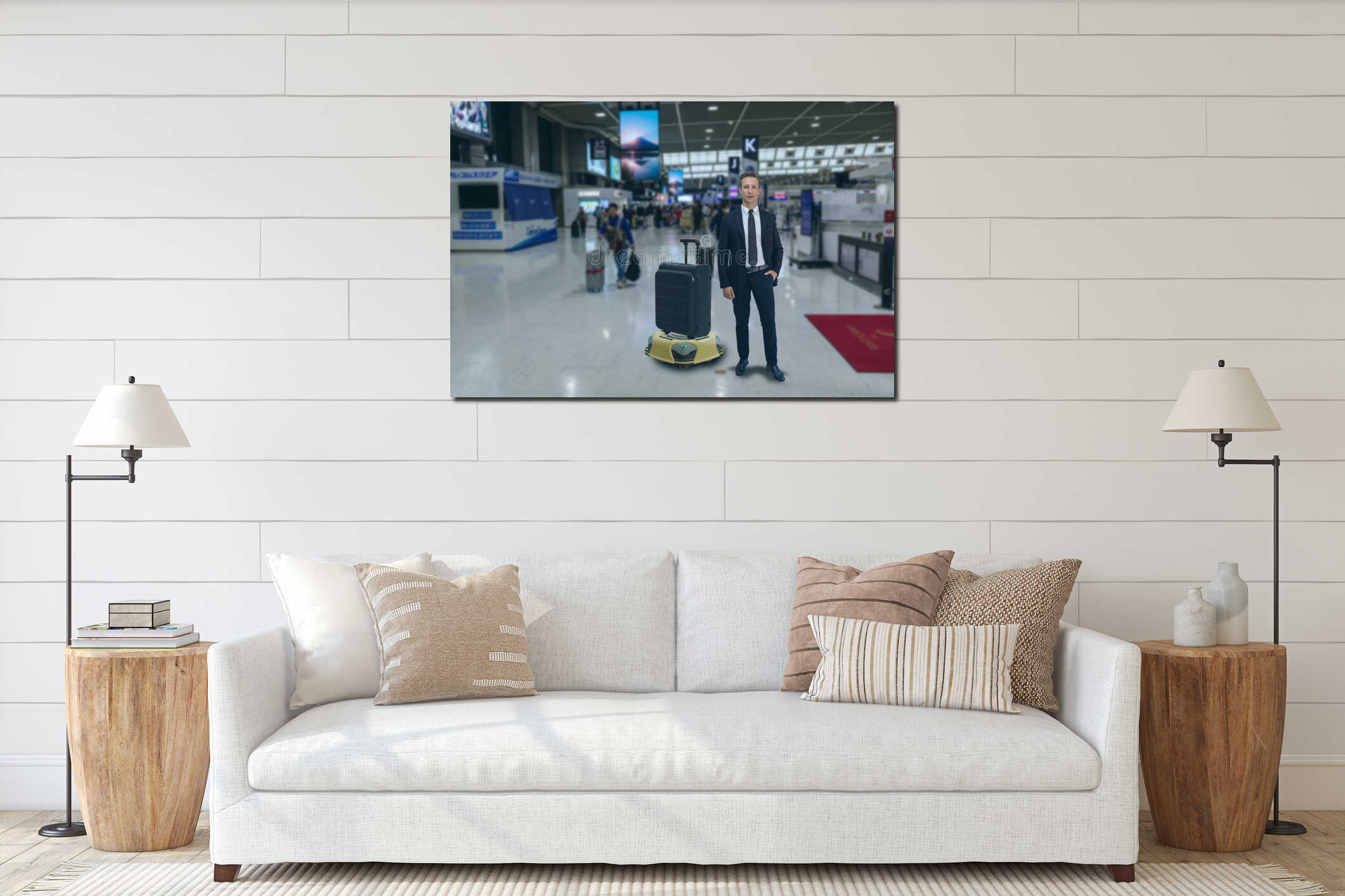 Canvas hanging interior mockup