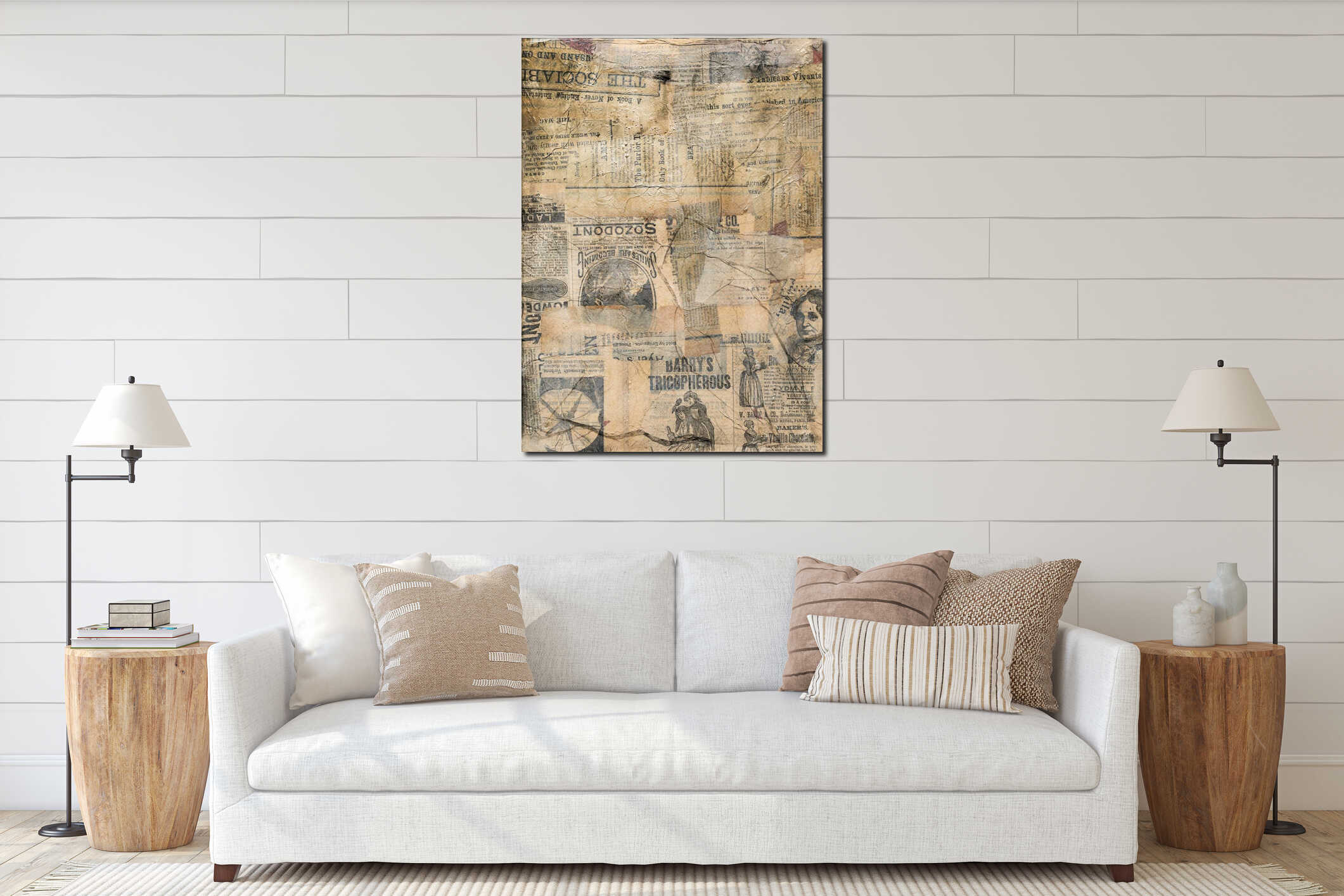 Canvas hanging interior mockup