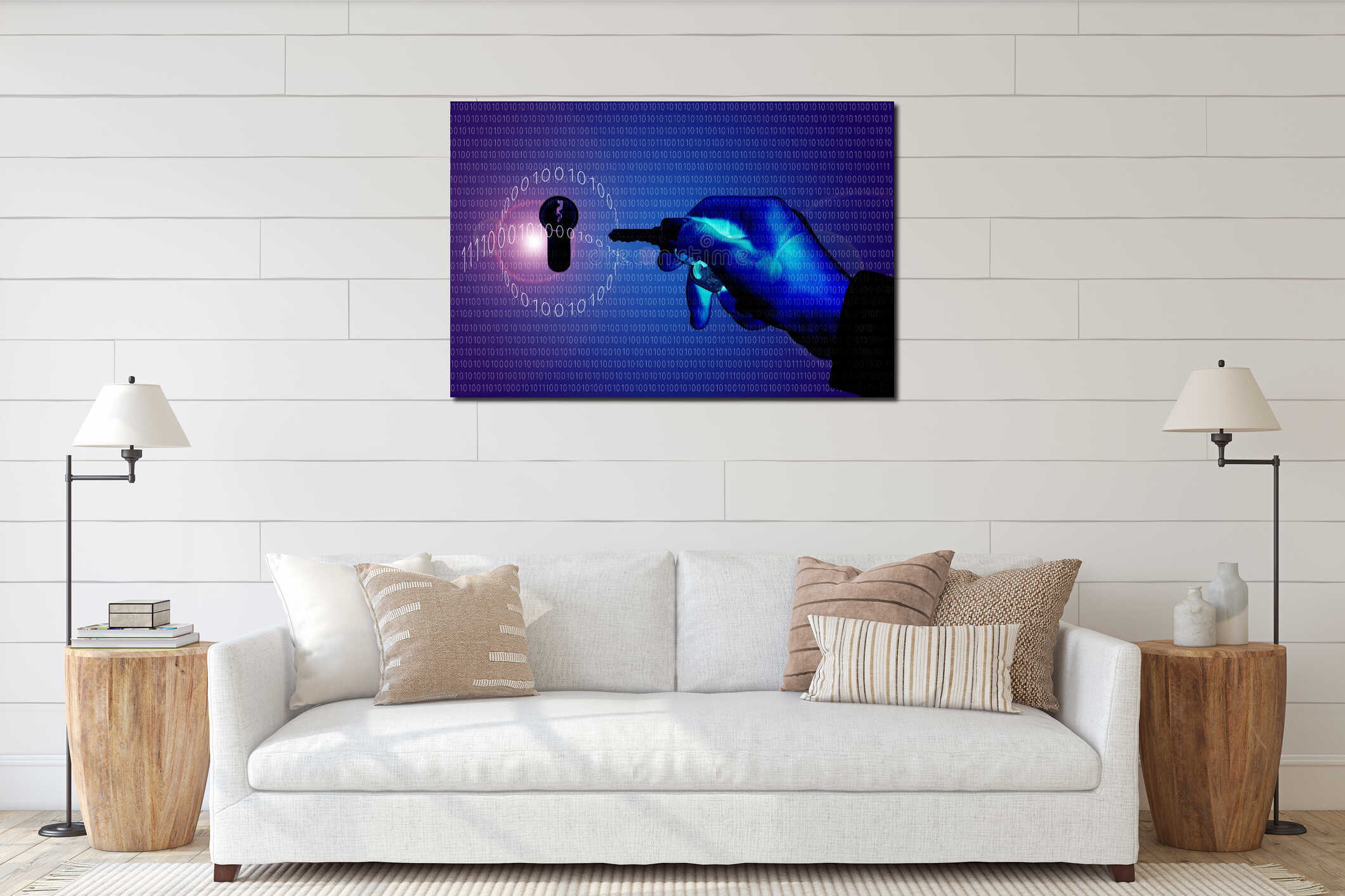 Canvas hanging interior mockup