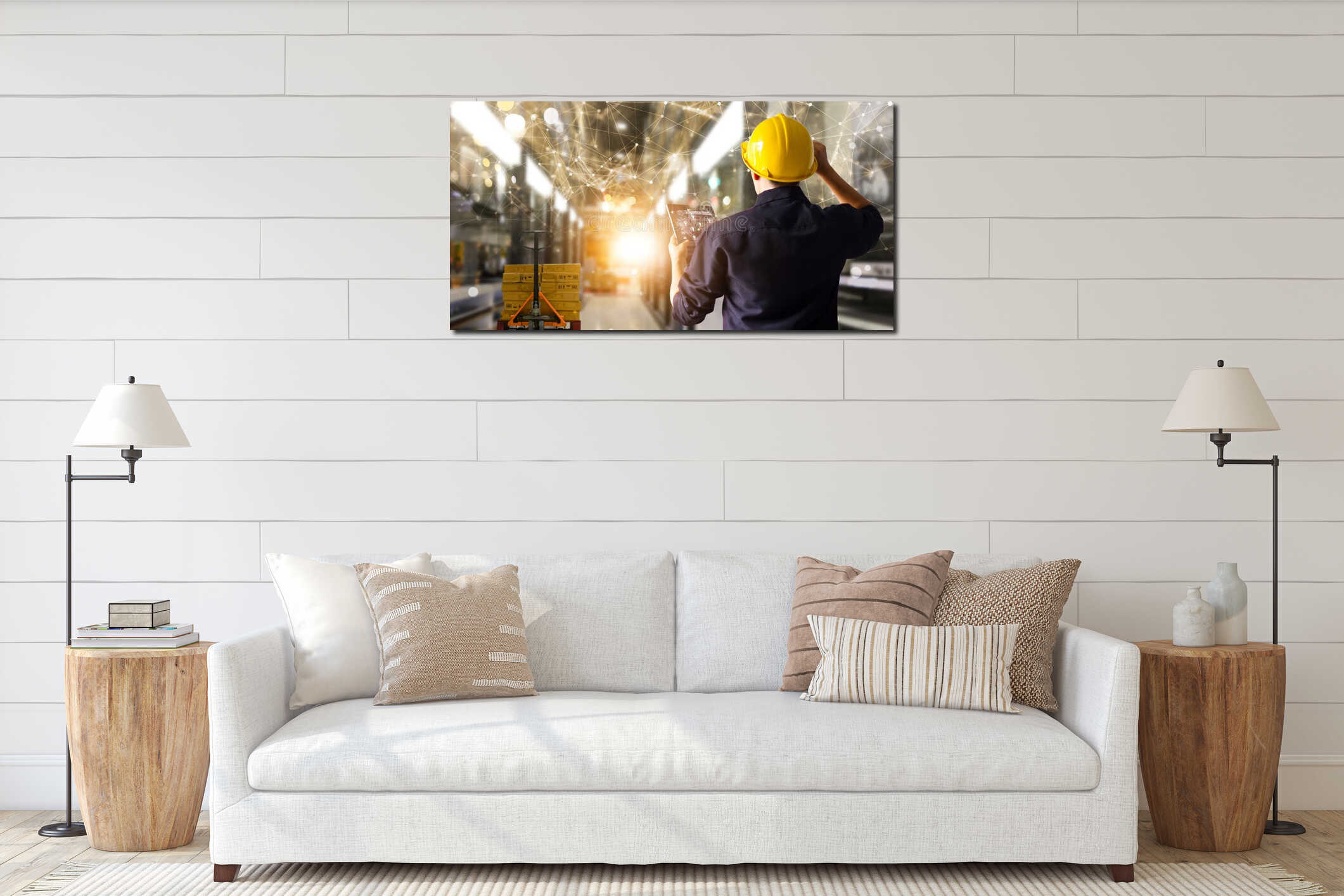 Canvas hanging interior mockup