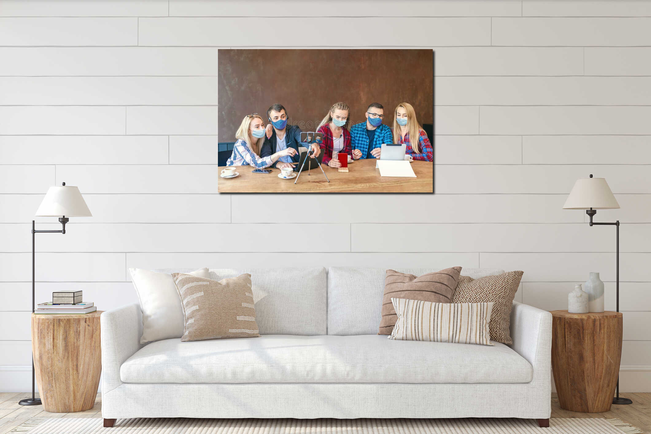 Canvas hanging interior mockup