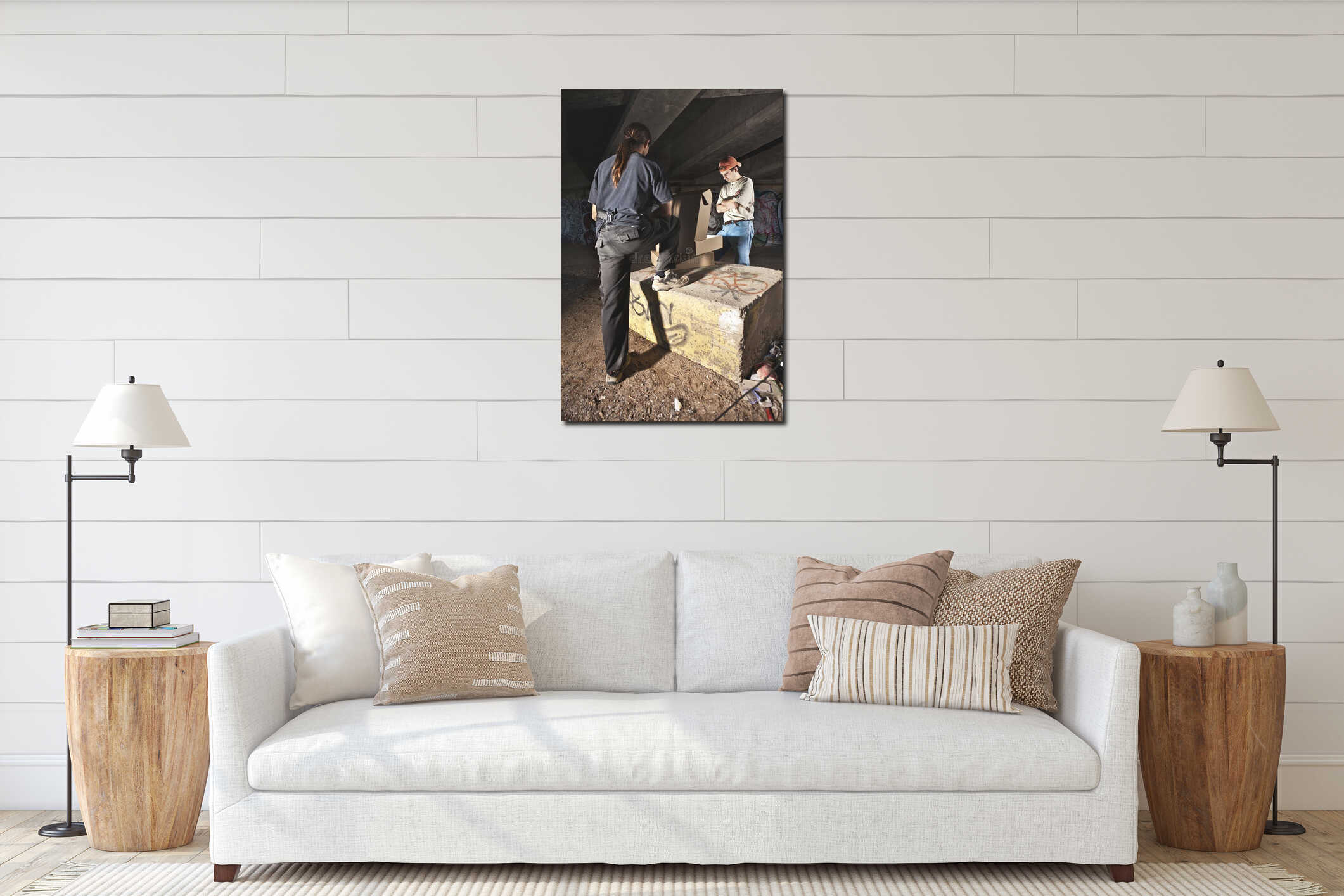 Canvas hanging interior mockup