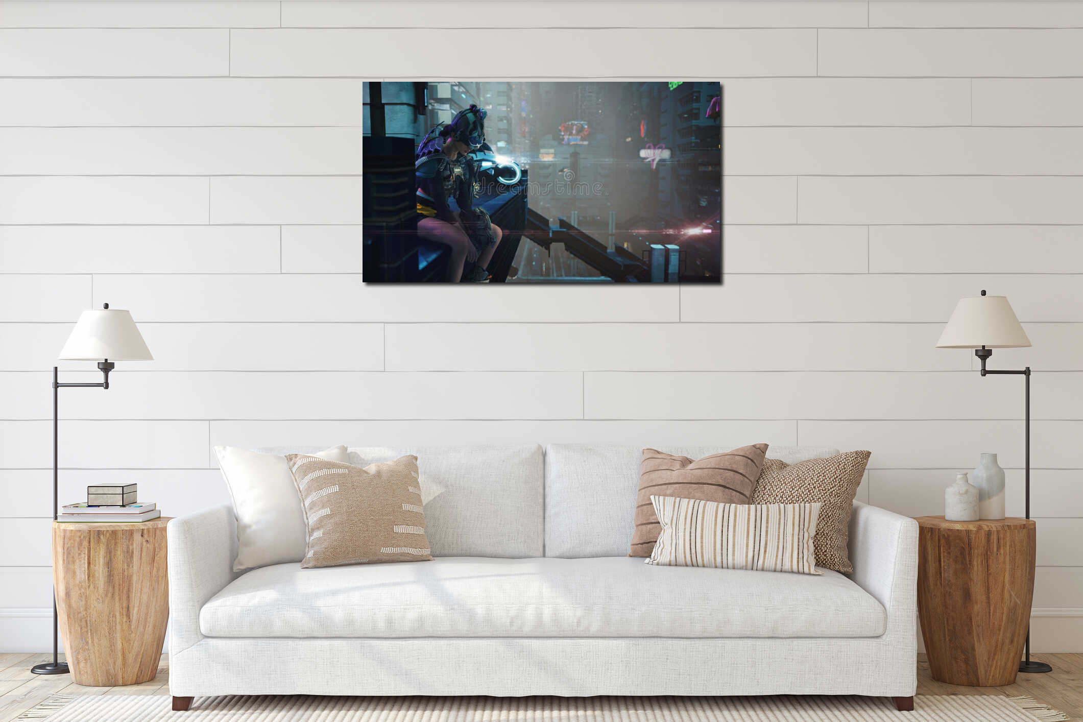 Canvas hanging interior mockup