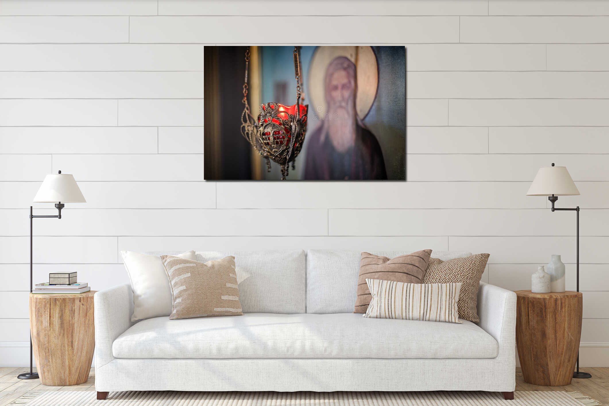 Canvas hanging interior mockup