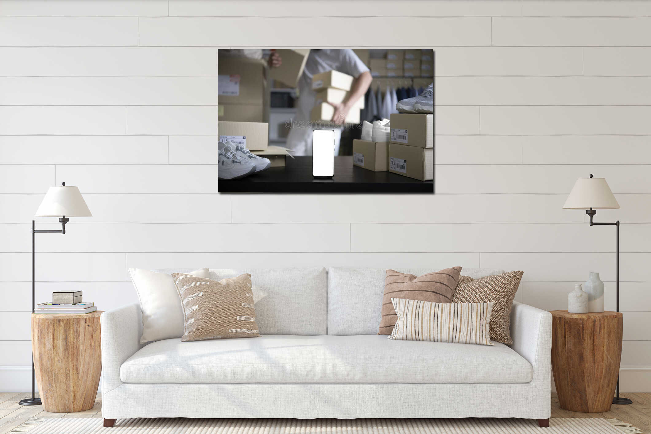 Canvas hanging interior mockup