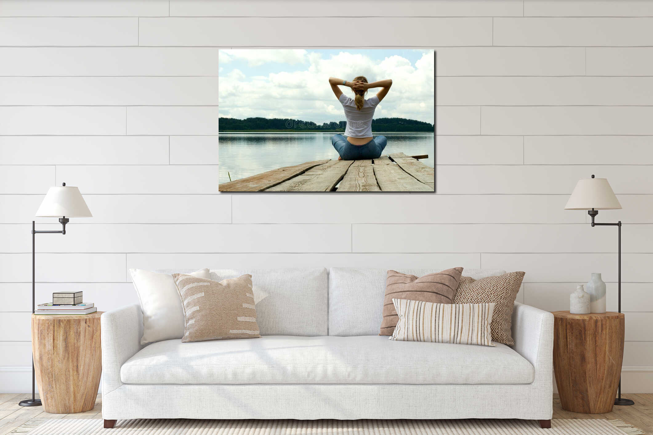 Canvas hanging interior mockup