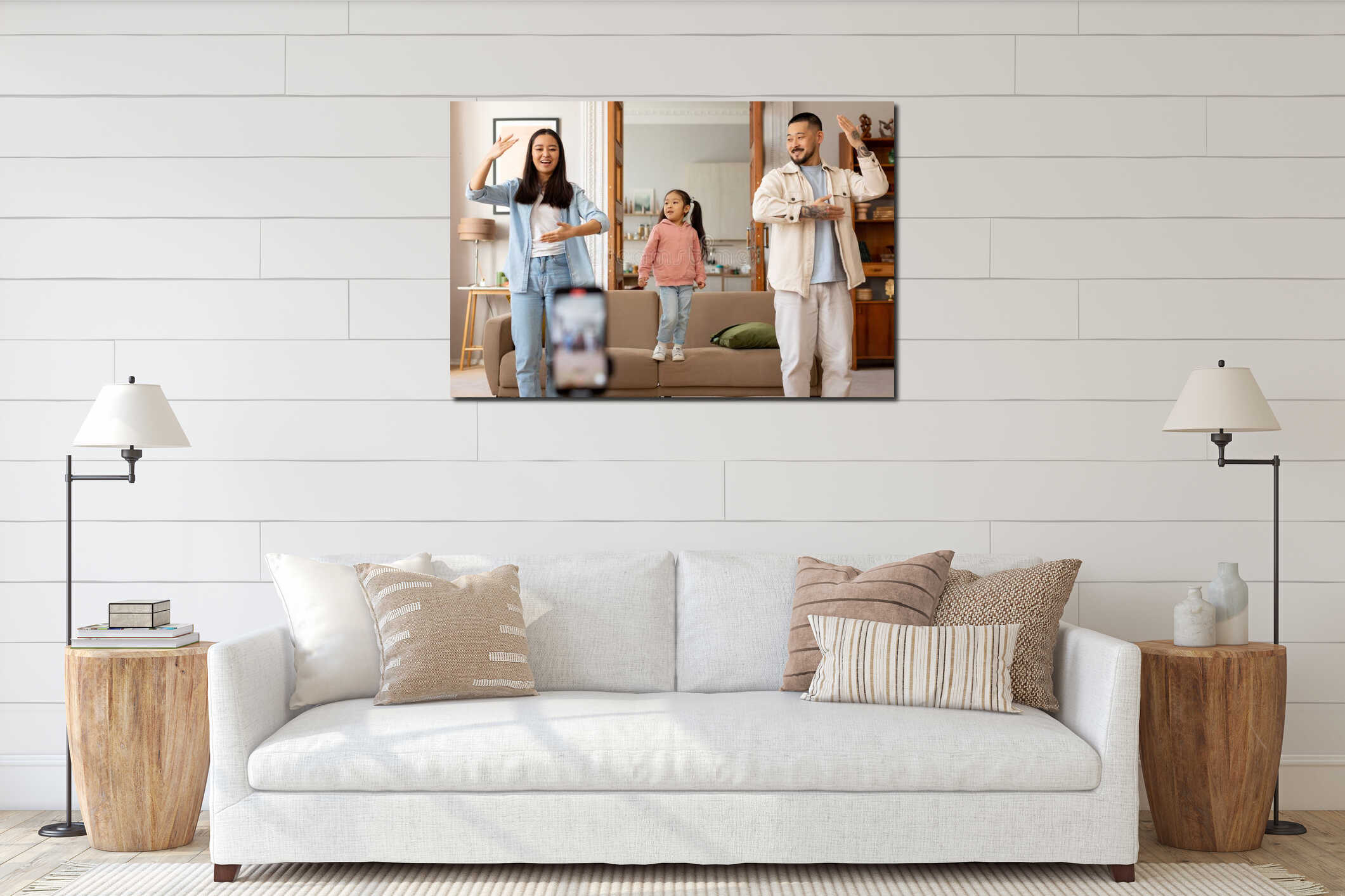 Canvas hanging interior mockup