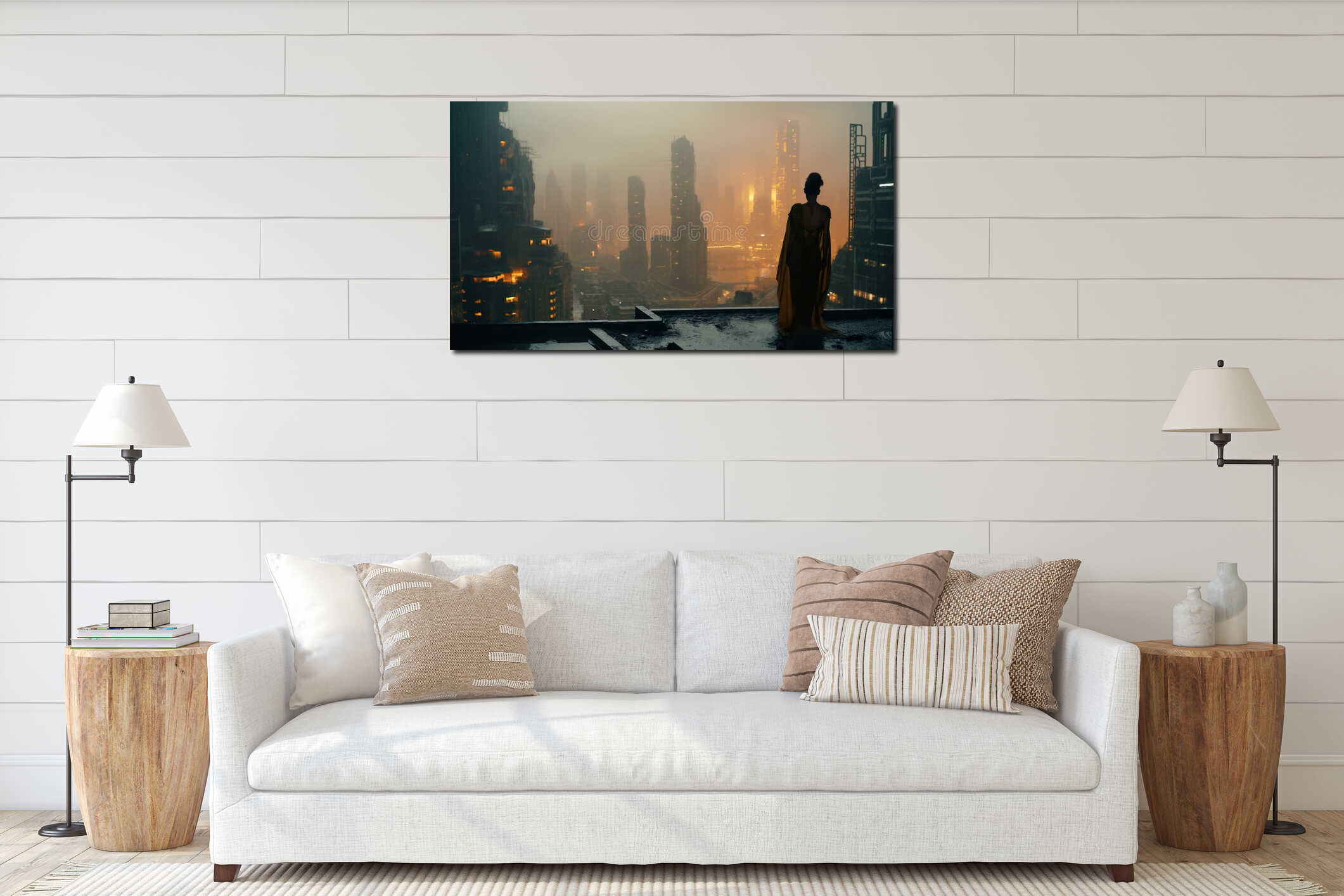 Canvas hanging interior mockup