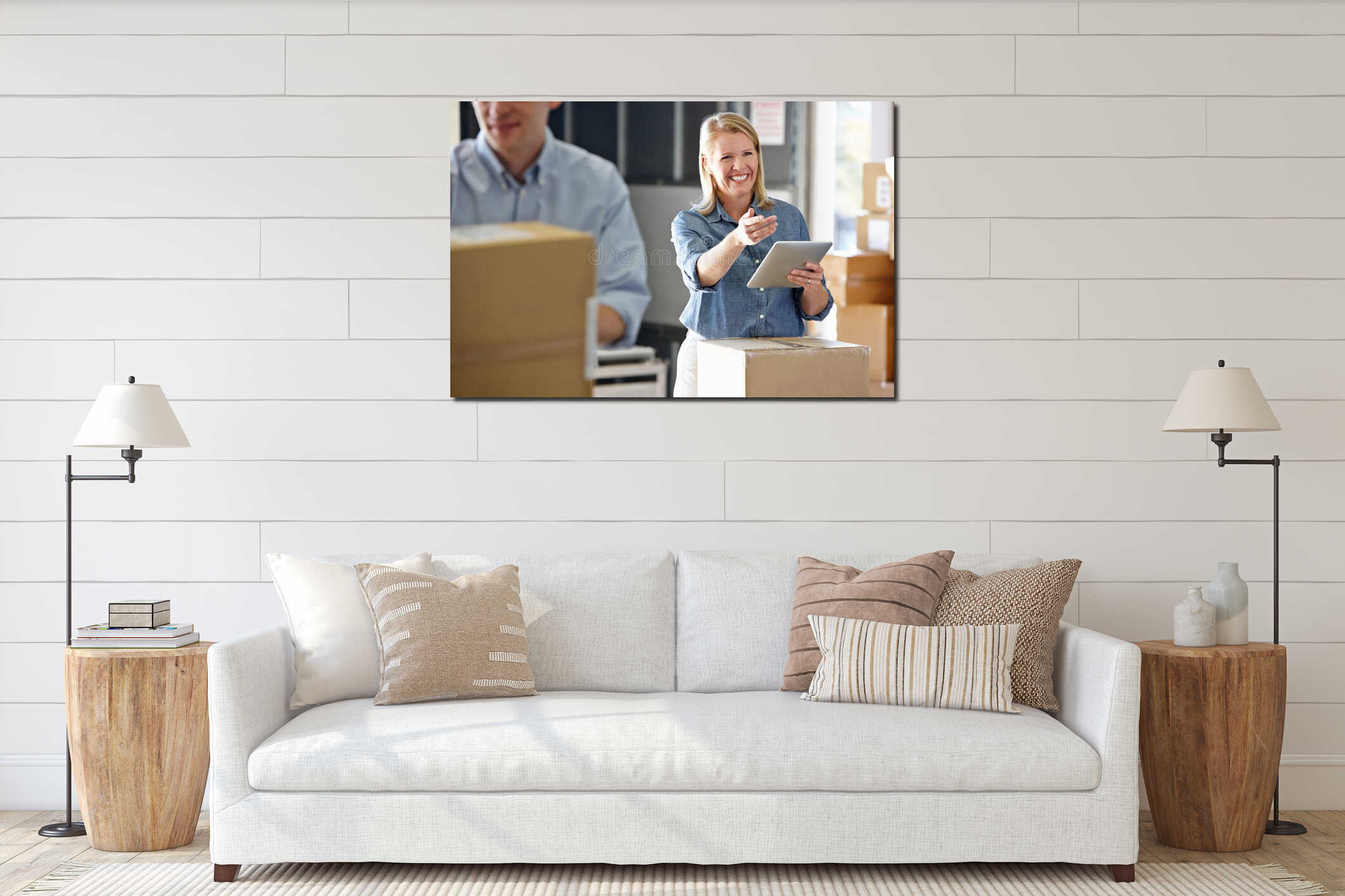 Canvas hanging interior mockup