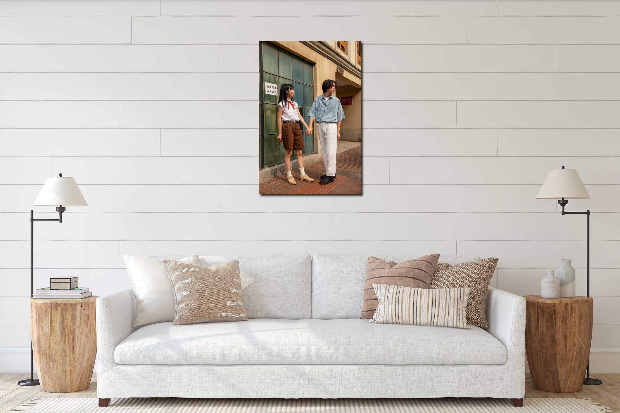 Canvas hanging interior mockup