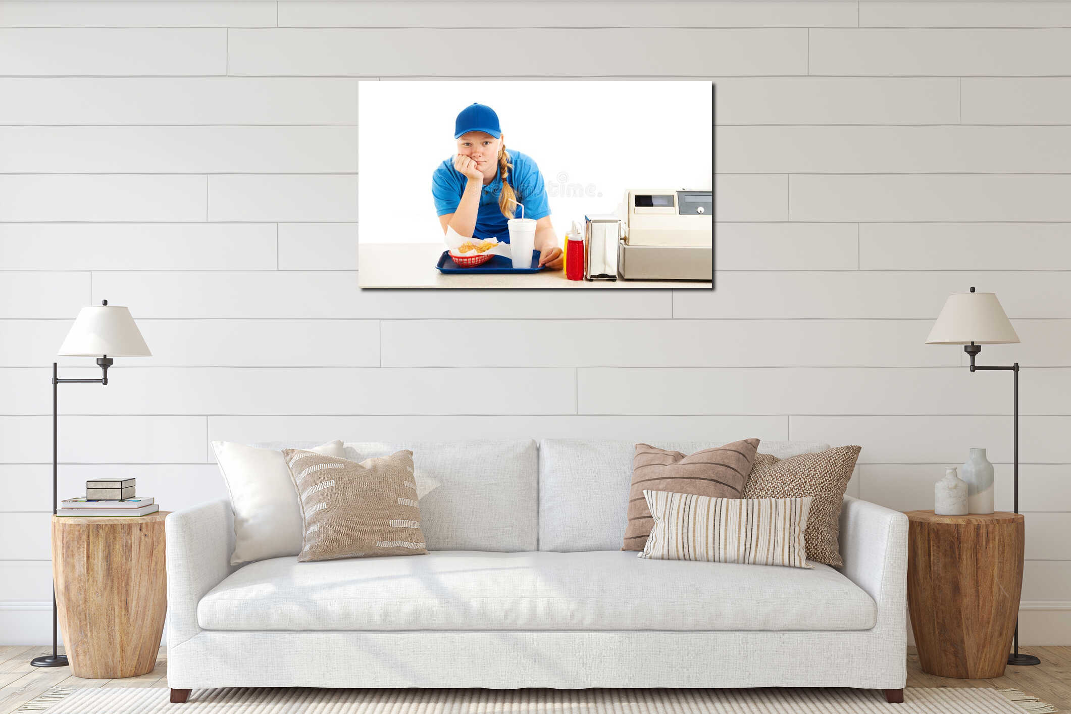 Canvas hanging interior mockup