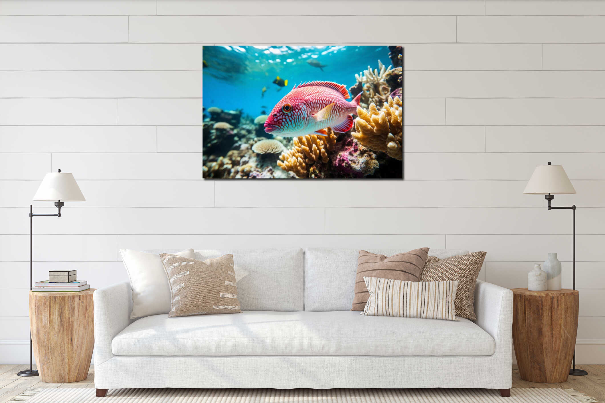 Canvas hanging interior mockup