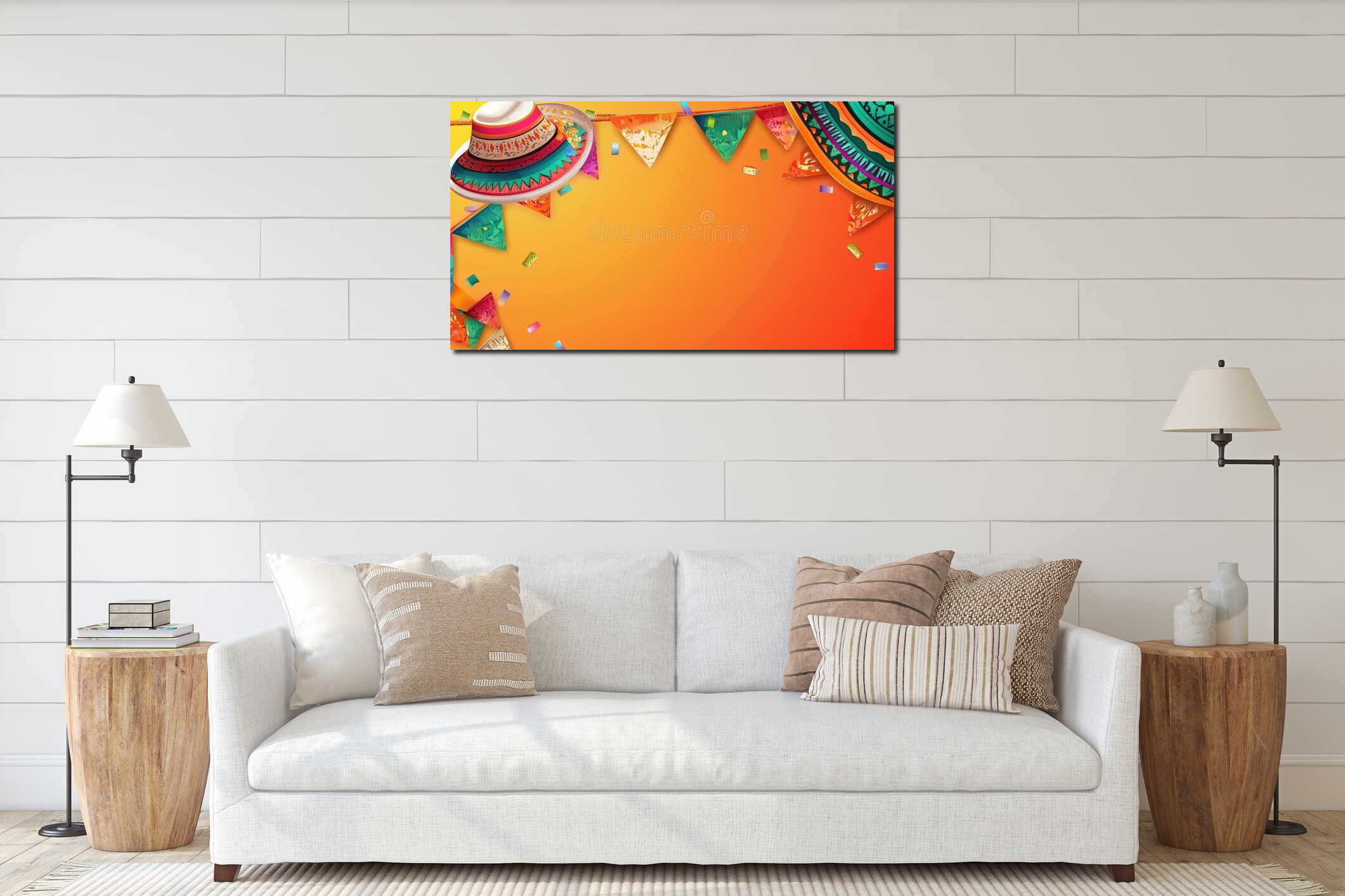 Canvas hanging interior mockup