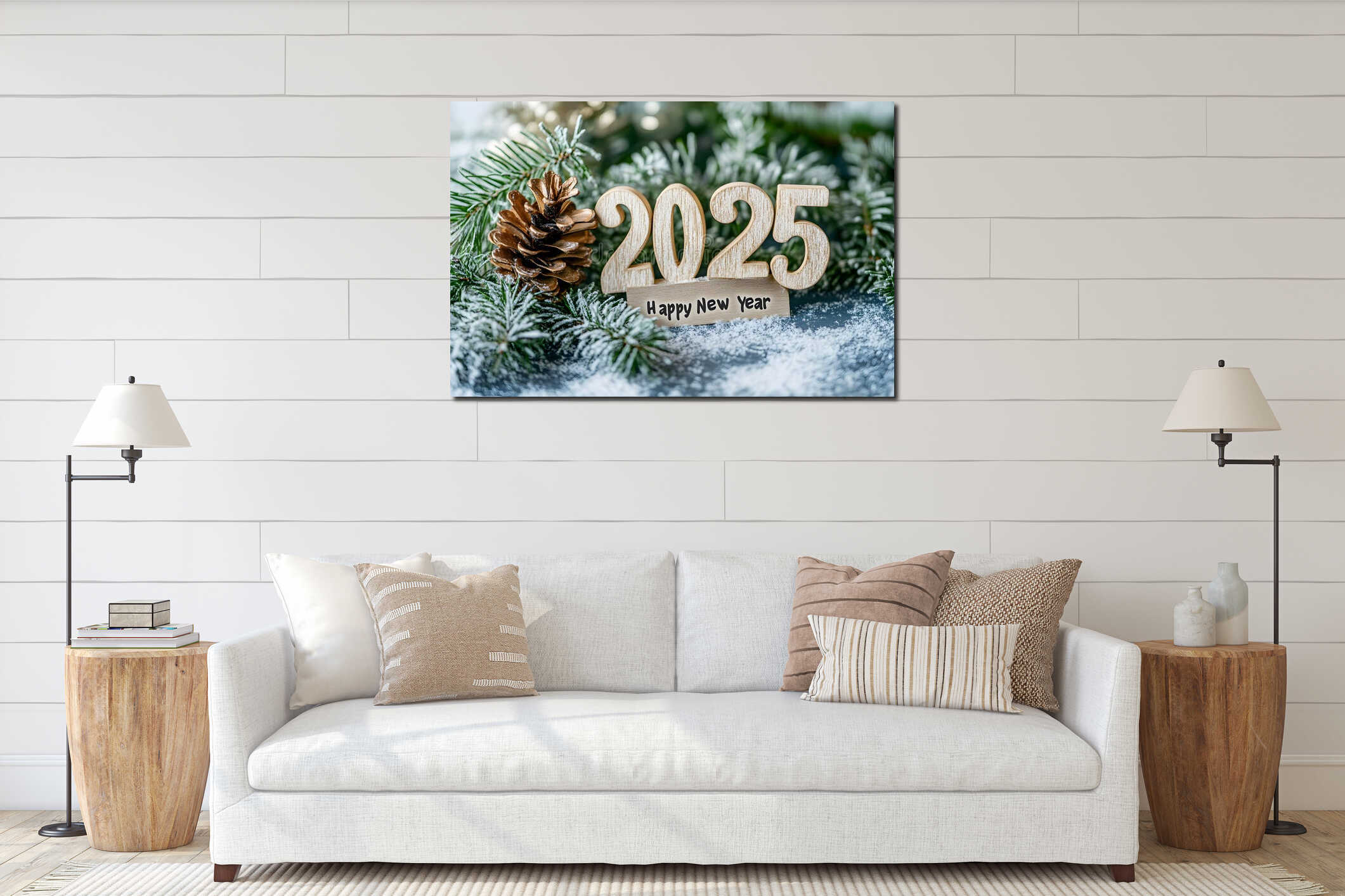 Canvas hanging interior mockup