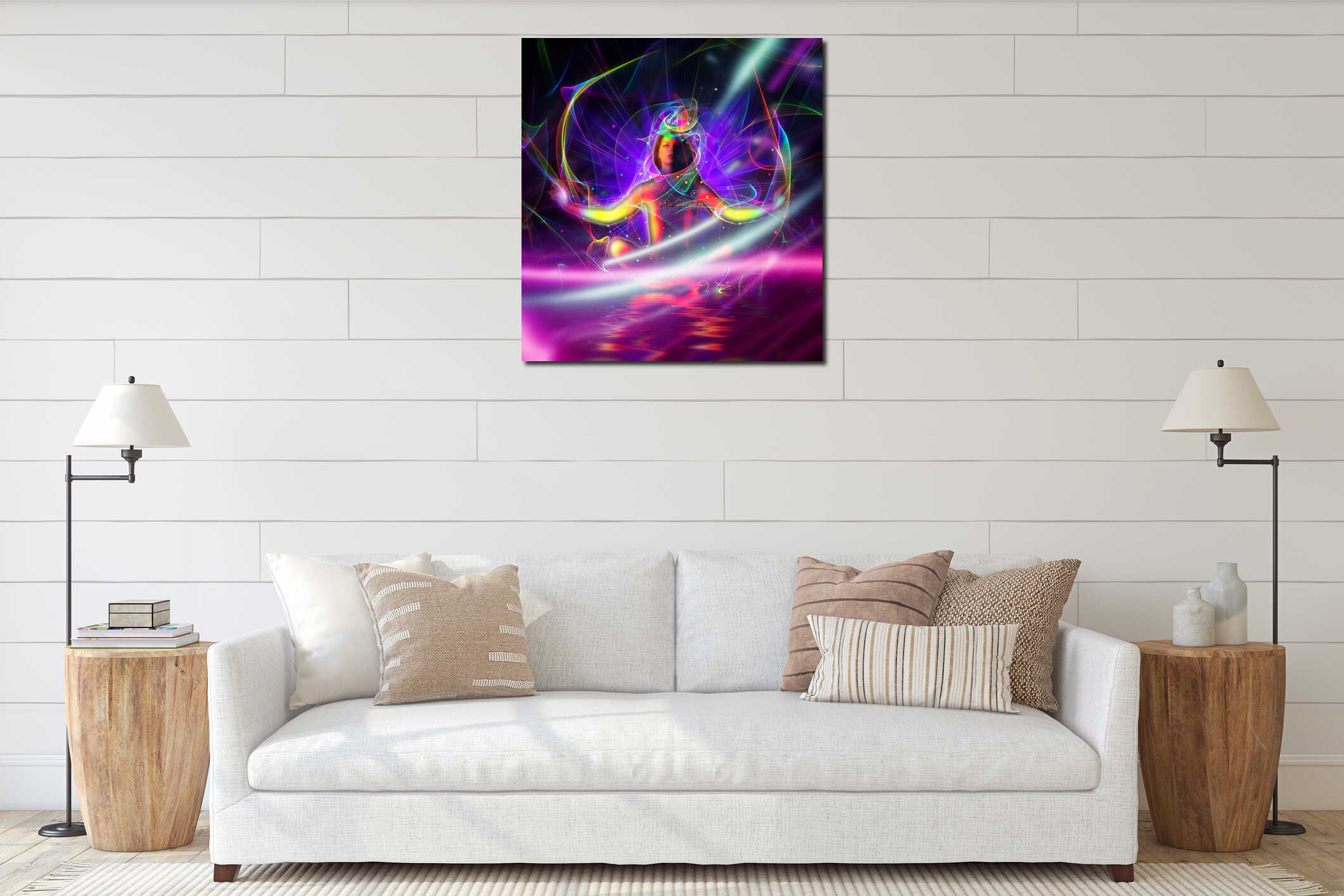 Canvas hanging interior mockup